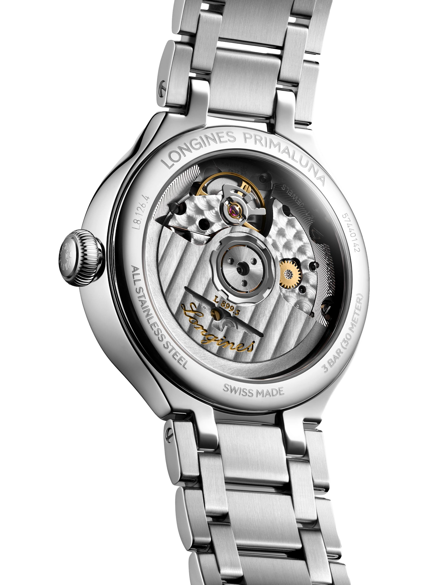 Montre automatique Longines PrimaLuna en acier inoxydable LONGINES Blanc