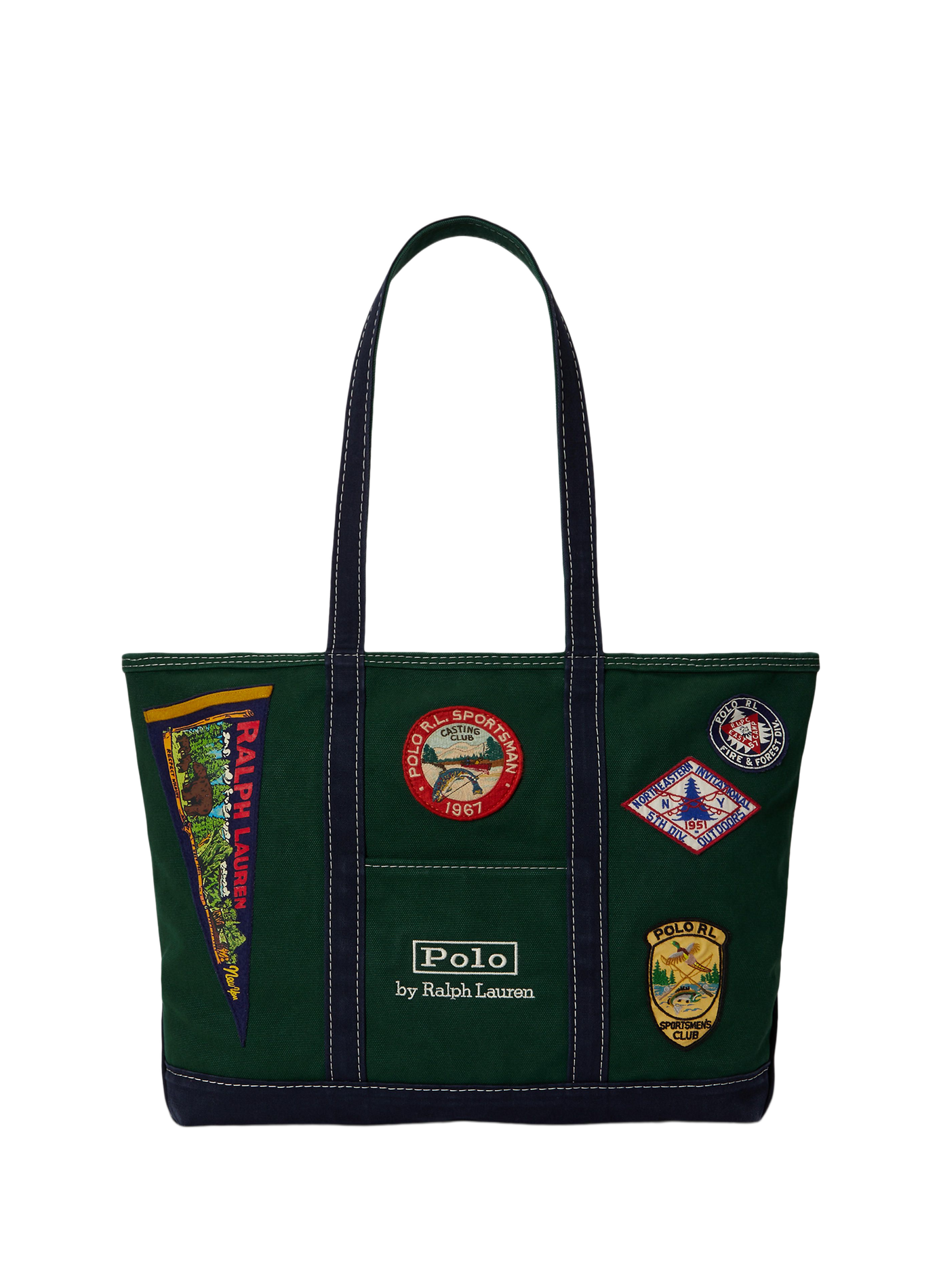 Leather bag with embroidered patches POLO RALPH LAUREN Green
