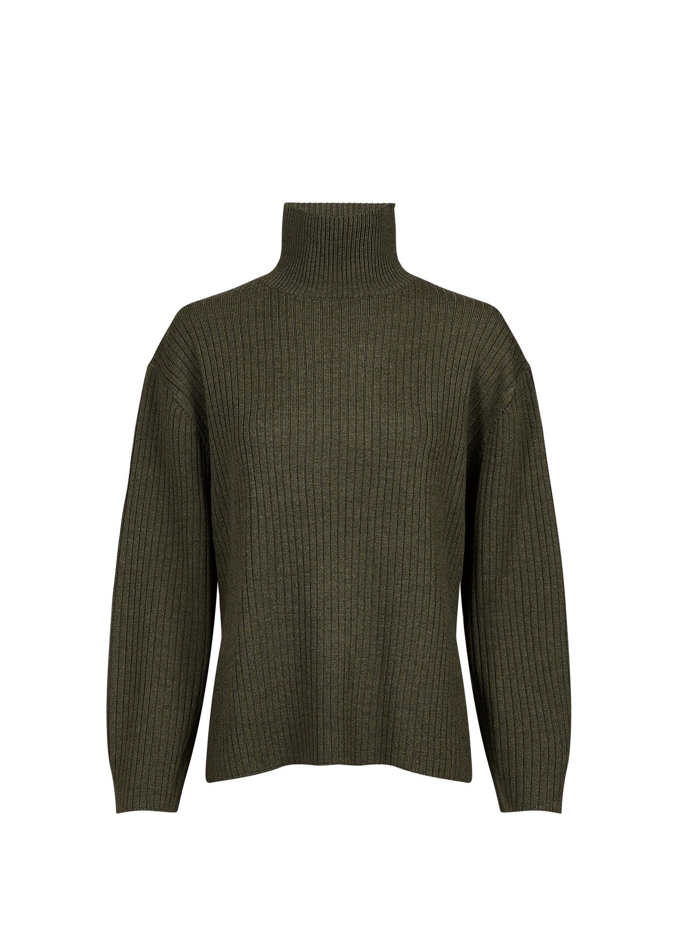 Roll-neck ribbed wool knit sweater A.P.C. Khaki