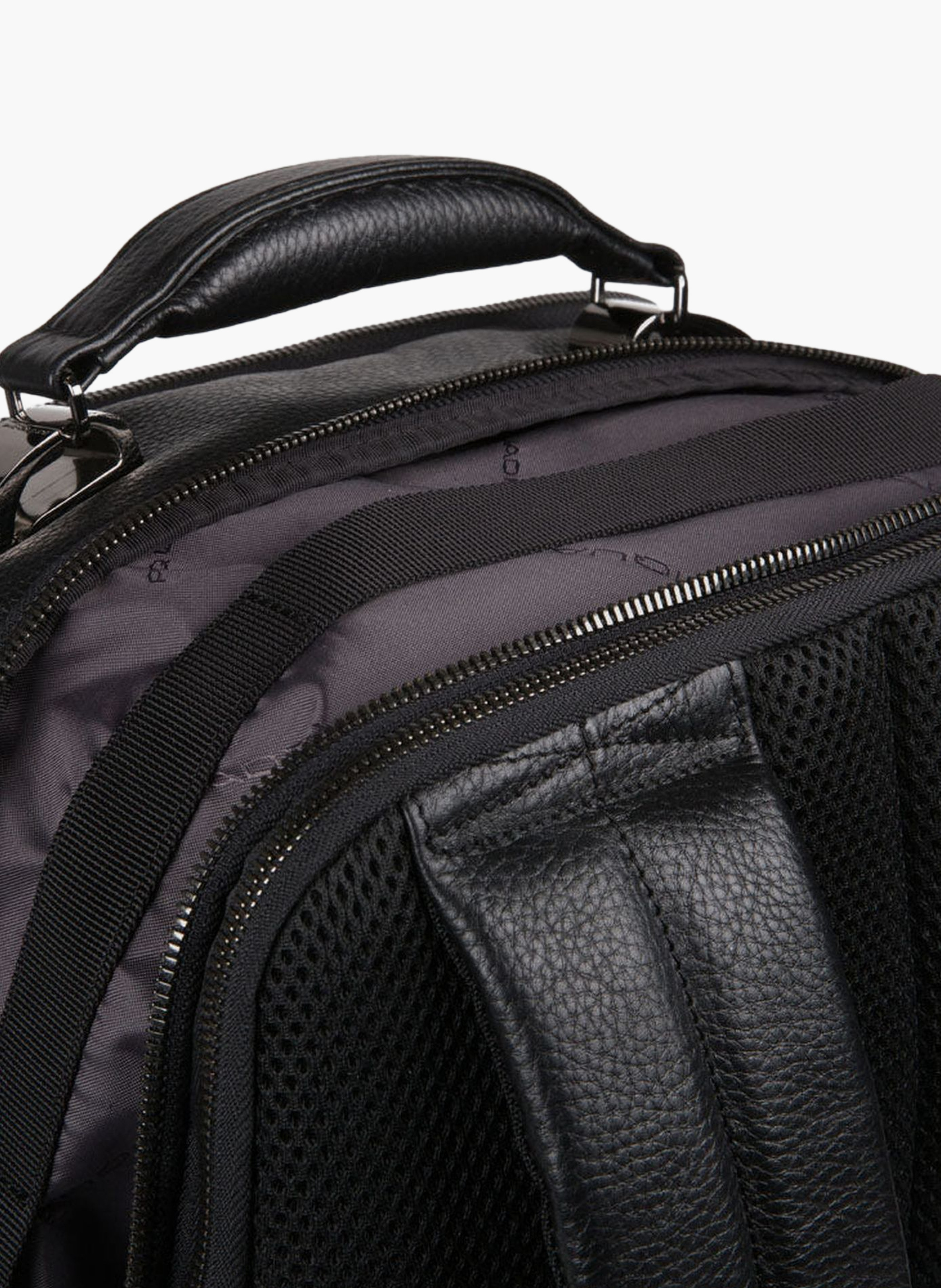 Leather laptop backpack 15.6" fast check PIQUADRO Black