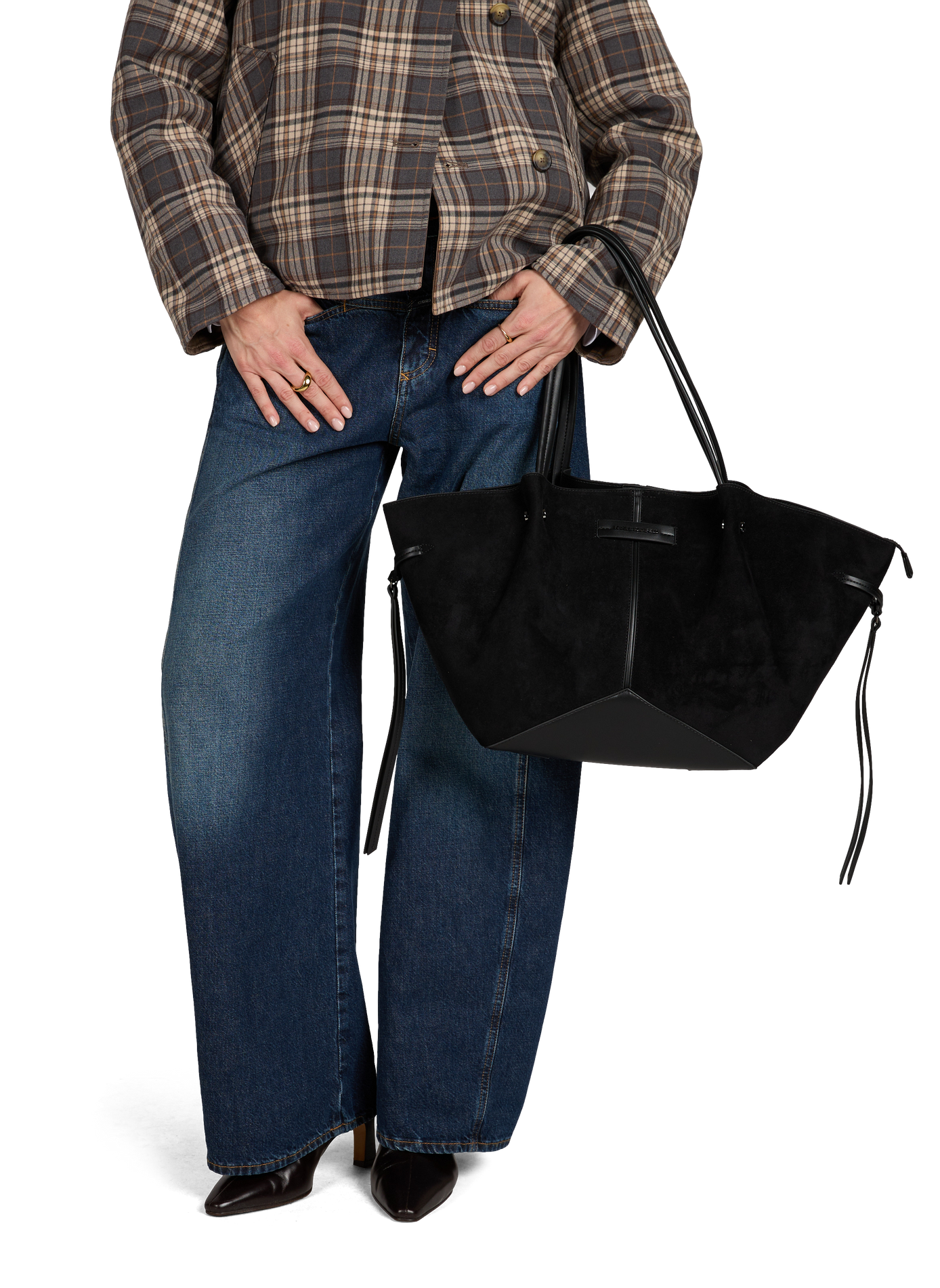 Suede effect K/Pierced bag KARL LAGERFELD Black