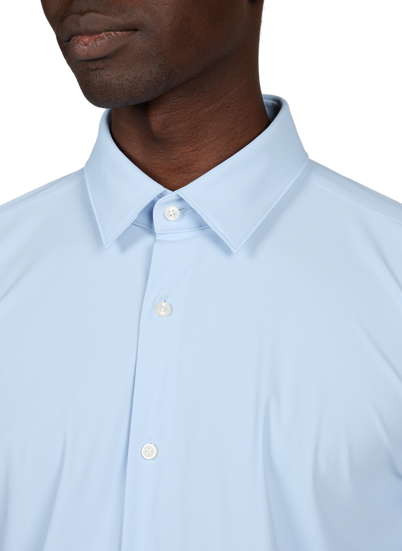 Camisa recta lisa elástica BOSS Azul