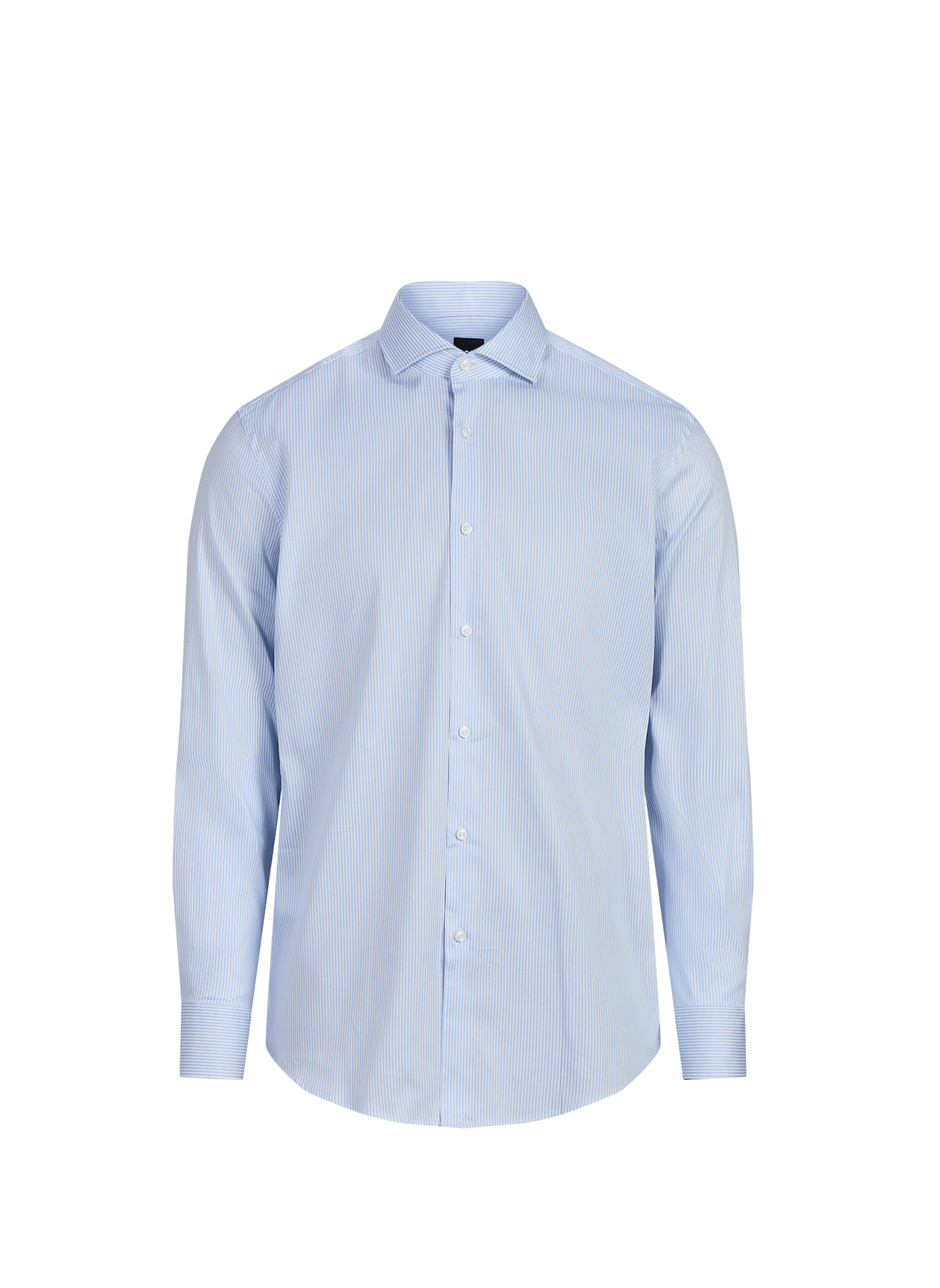 Slim fit gestreept overhemd van gemengd katoen BOSS Blauw