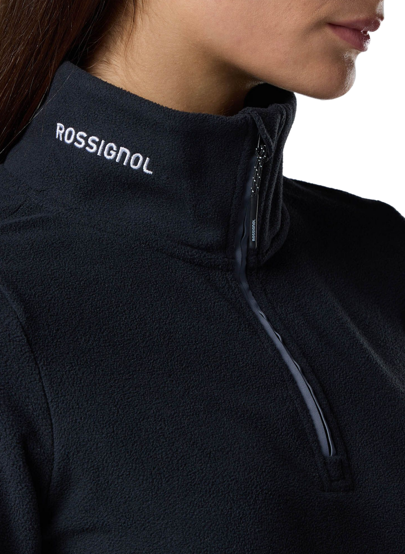 W Quarte fleece pullover with a zip-up stand collar ROSSIGNOL Black