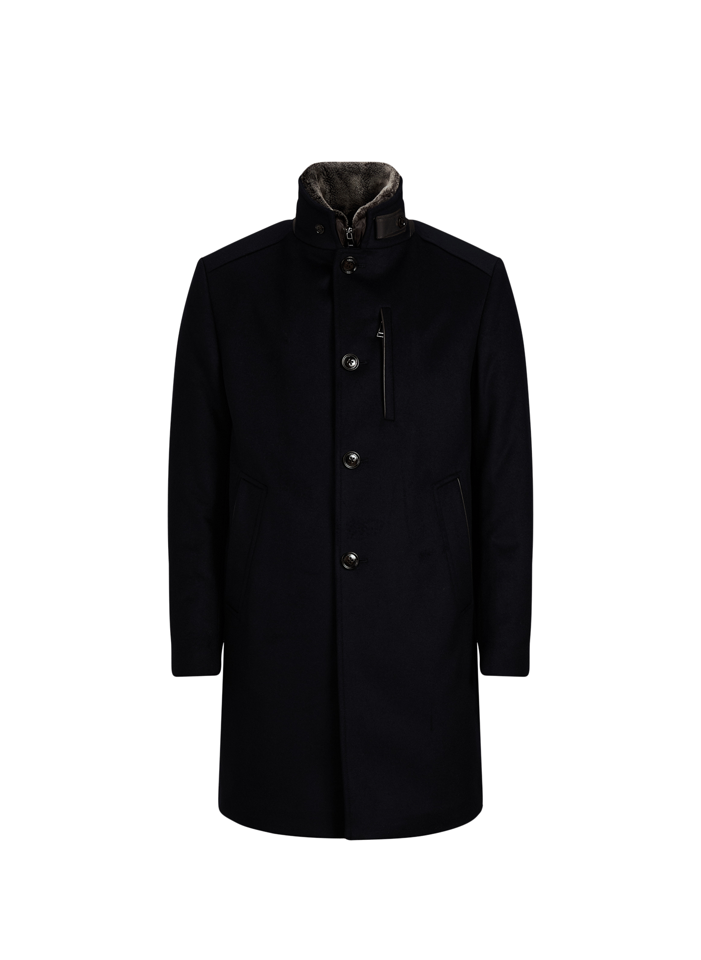 Manteau col montant en laine mélangée