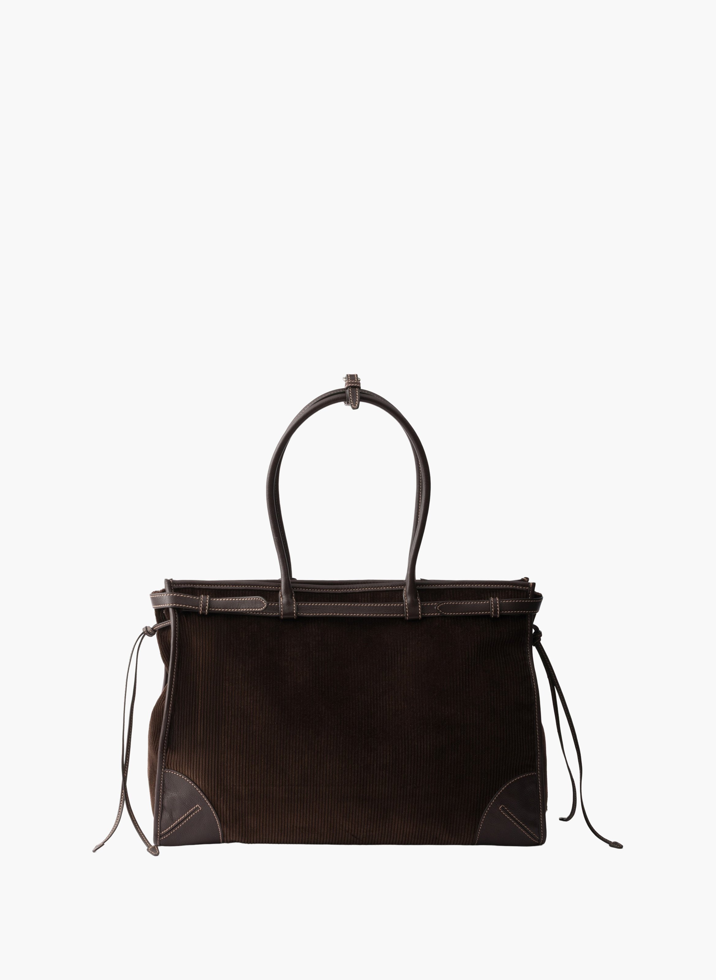 Sac à main prada bonnie extra large en velours côt PRADA Marron