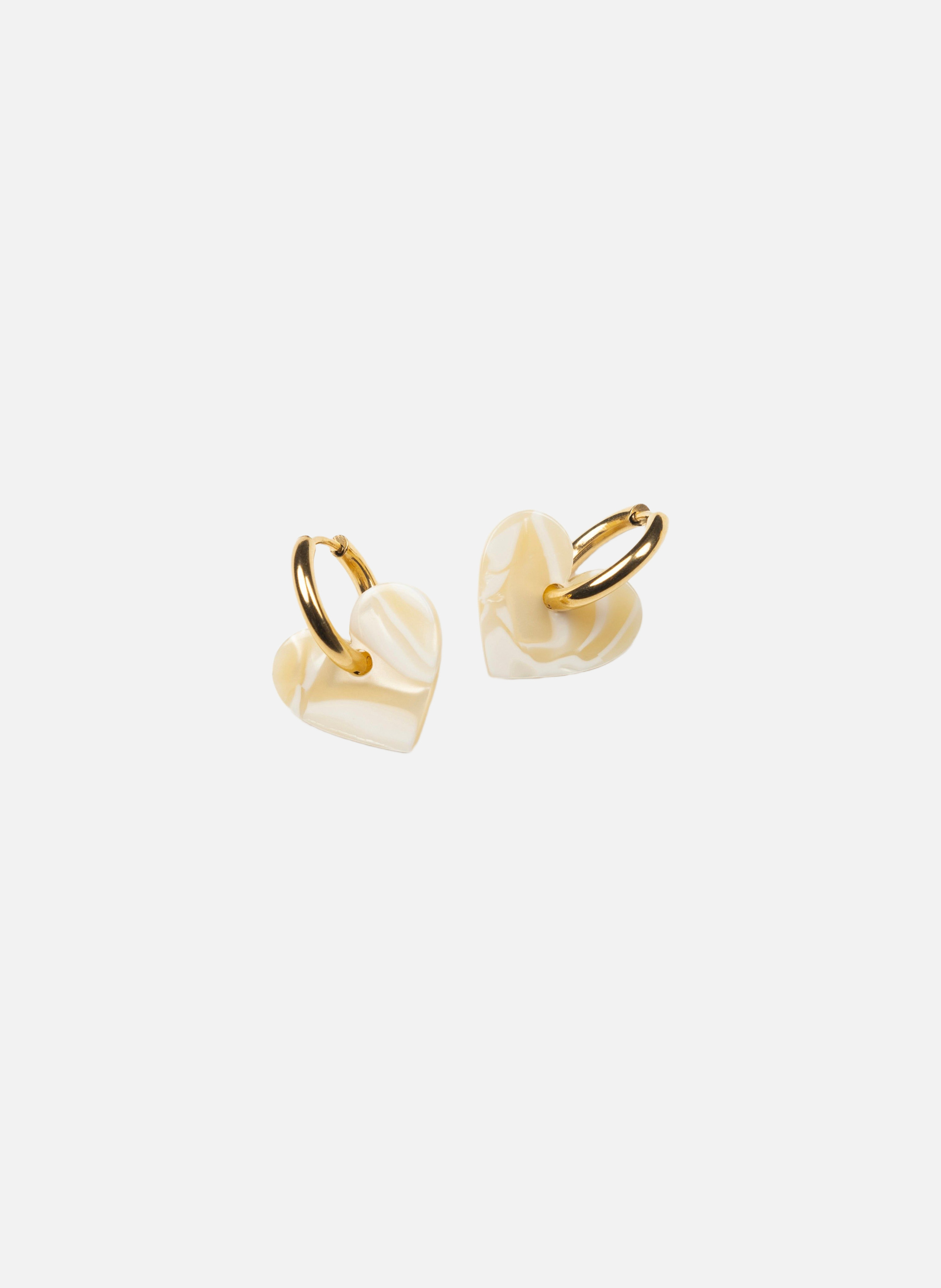 Boucles d'oreilles lova lova avec anneaux en acier inoxydable doré KURAGE GINZA Beige