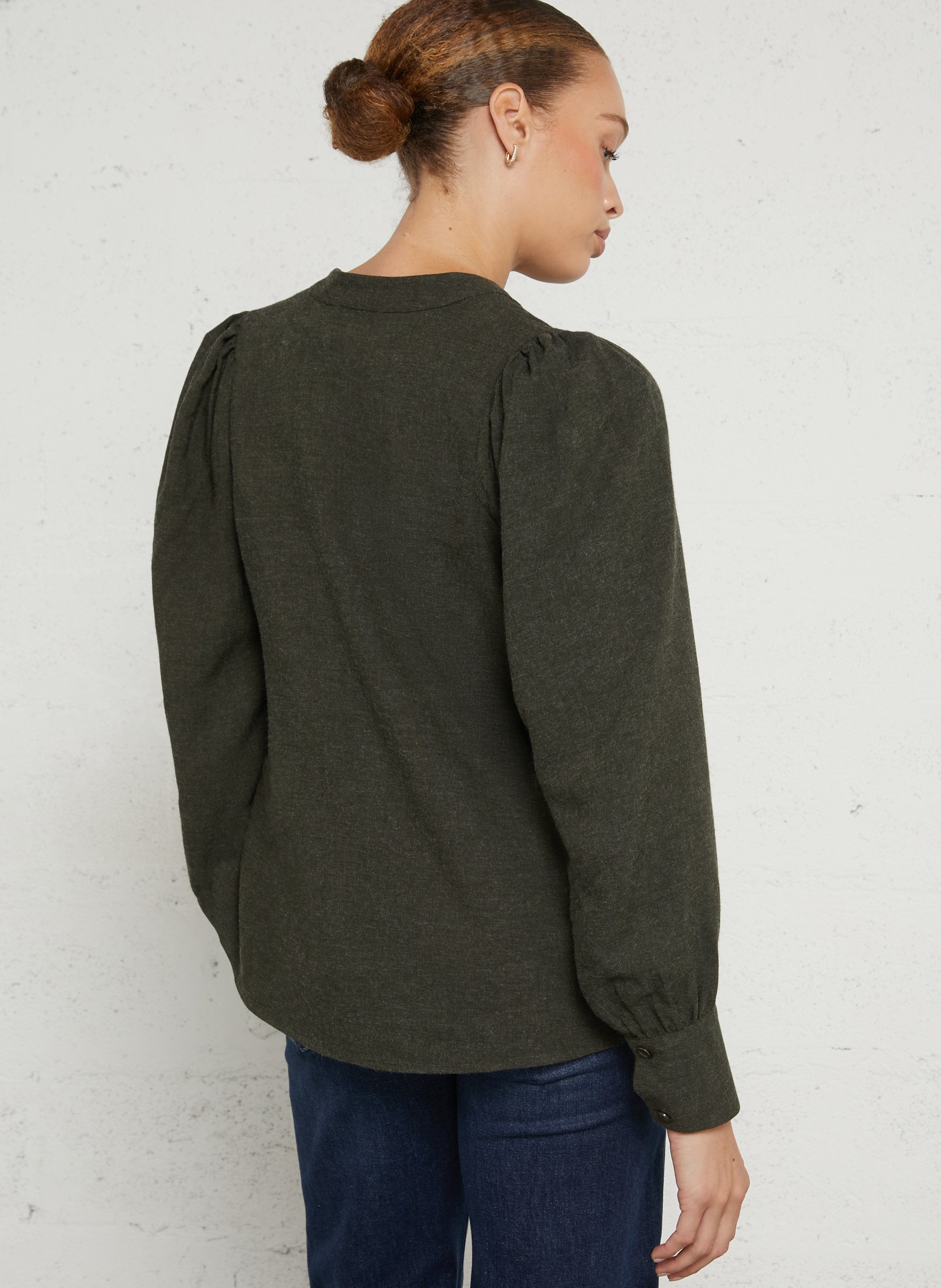 Losvallende blouse met V-hals LA FEE MARABOUTEE Groen