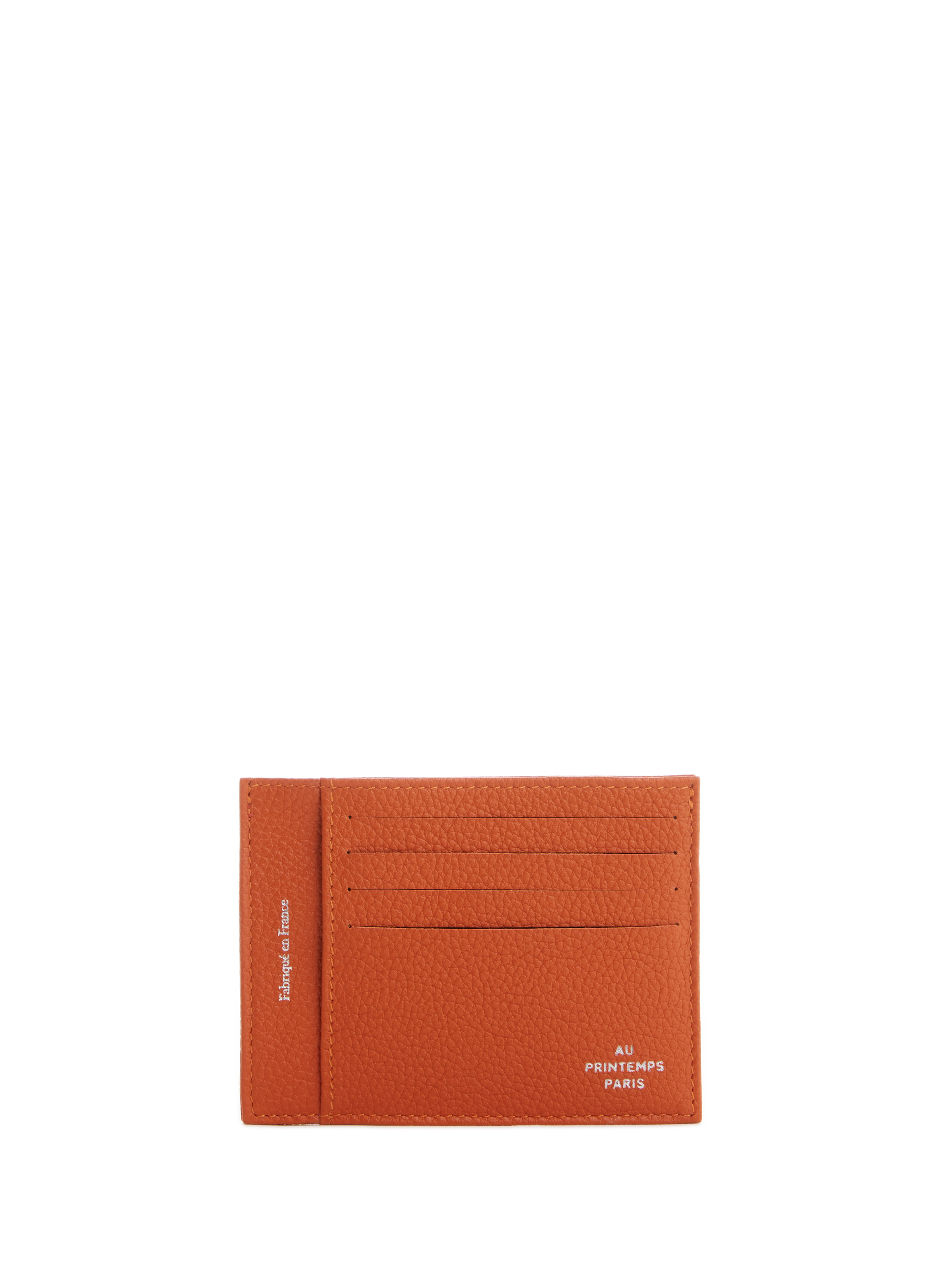 AU PRINTEMPS PARIS Porte-cartes en cuir Orange