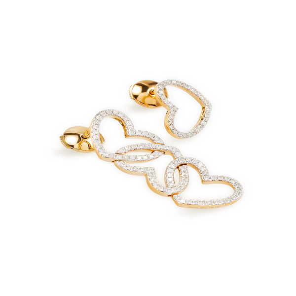 Yvonne Léon Yellow Gold Heart Earrings In White