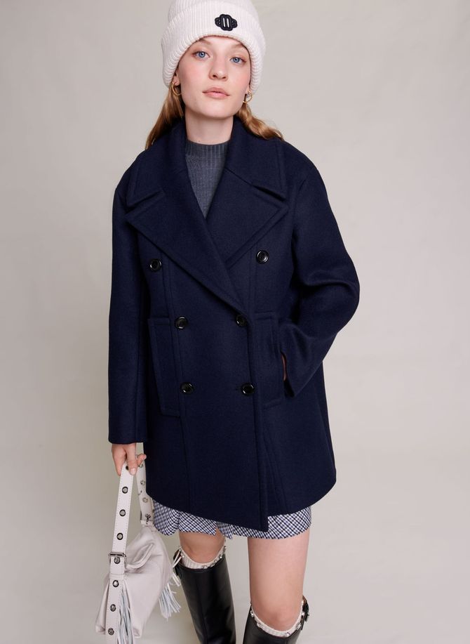 Manteau col tailleur en laine mélangée MAJE