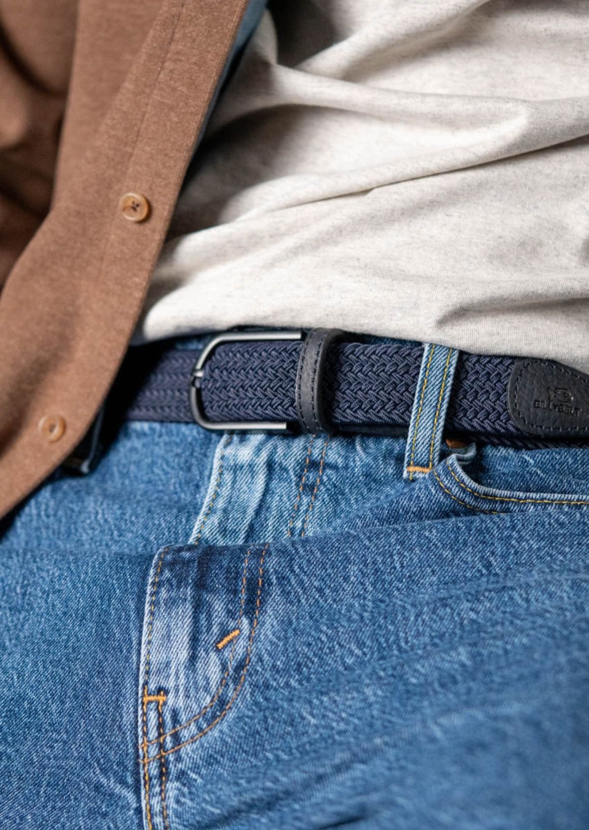 Ceinture tressée élastique unie BILLYBELT Bleu