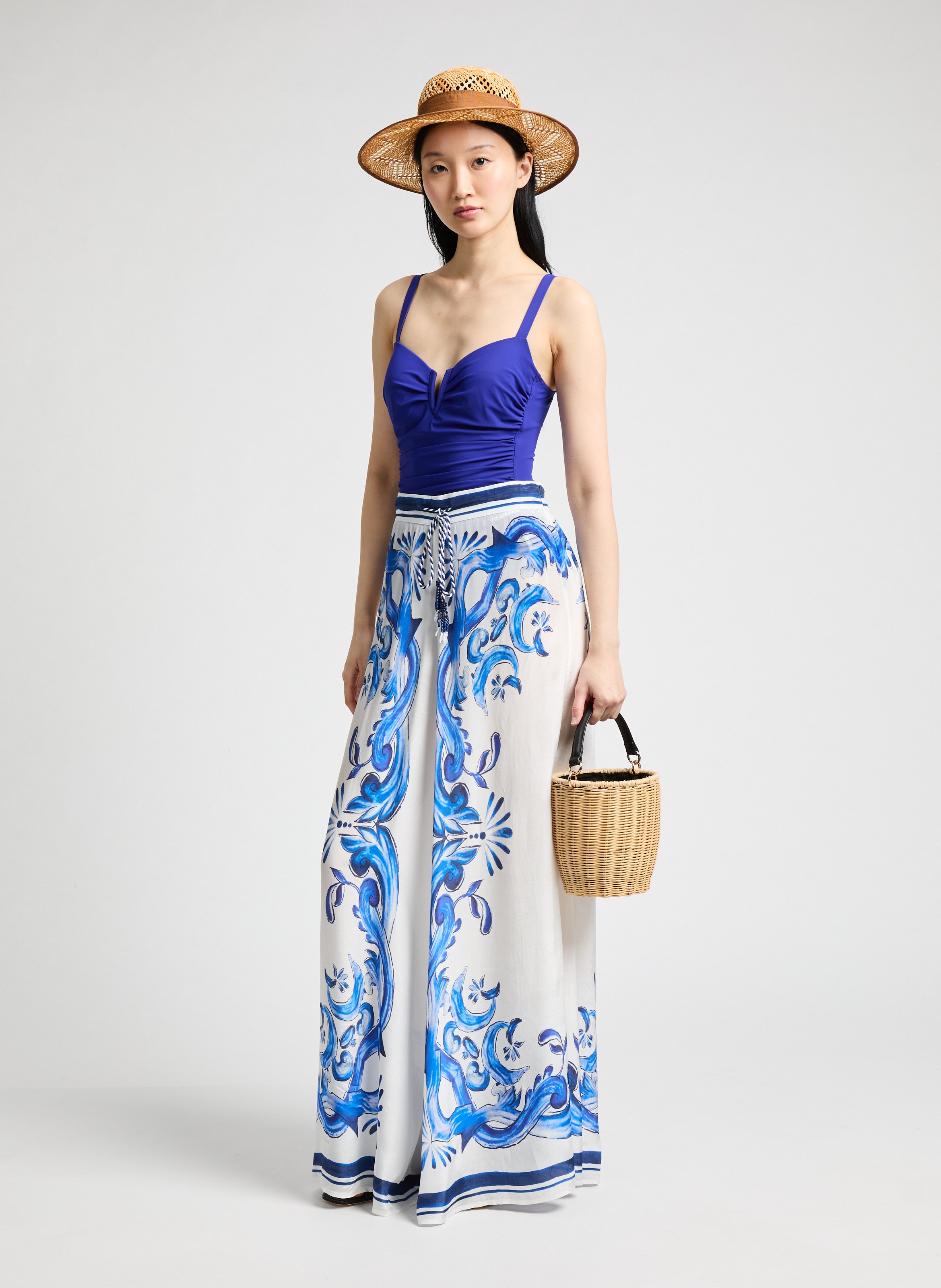 Fluid Garden Tiles Pants FARM RIO White