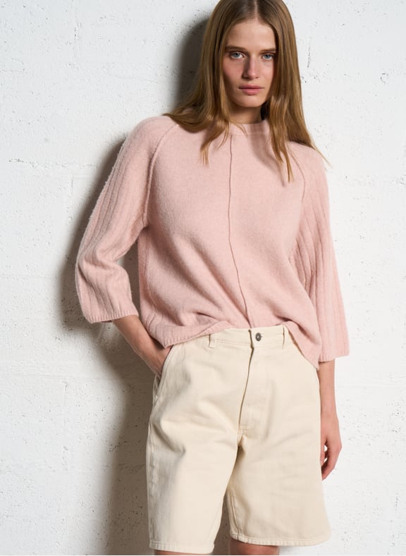 Pull col rond en laine mélangée stanley Rose by MAISON 123 MAISON 123 Pull col rond en laine mélangée stanley Rose