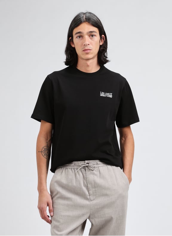 T-shirt droit imprimé en coton Noir by LES DEUX LES DEUX T-shirt droit imprimé en coton Noir