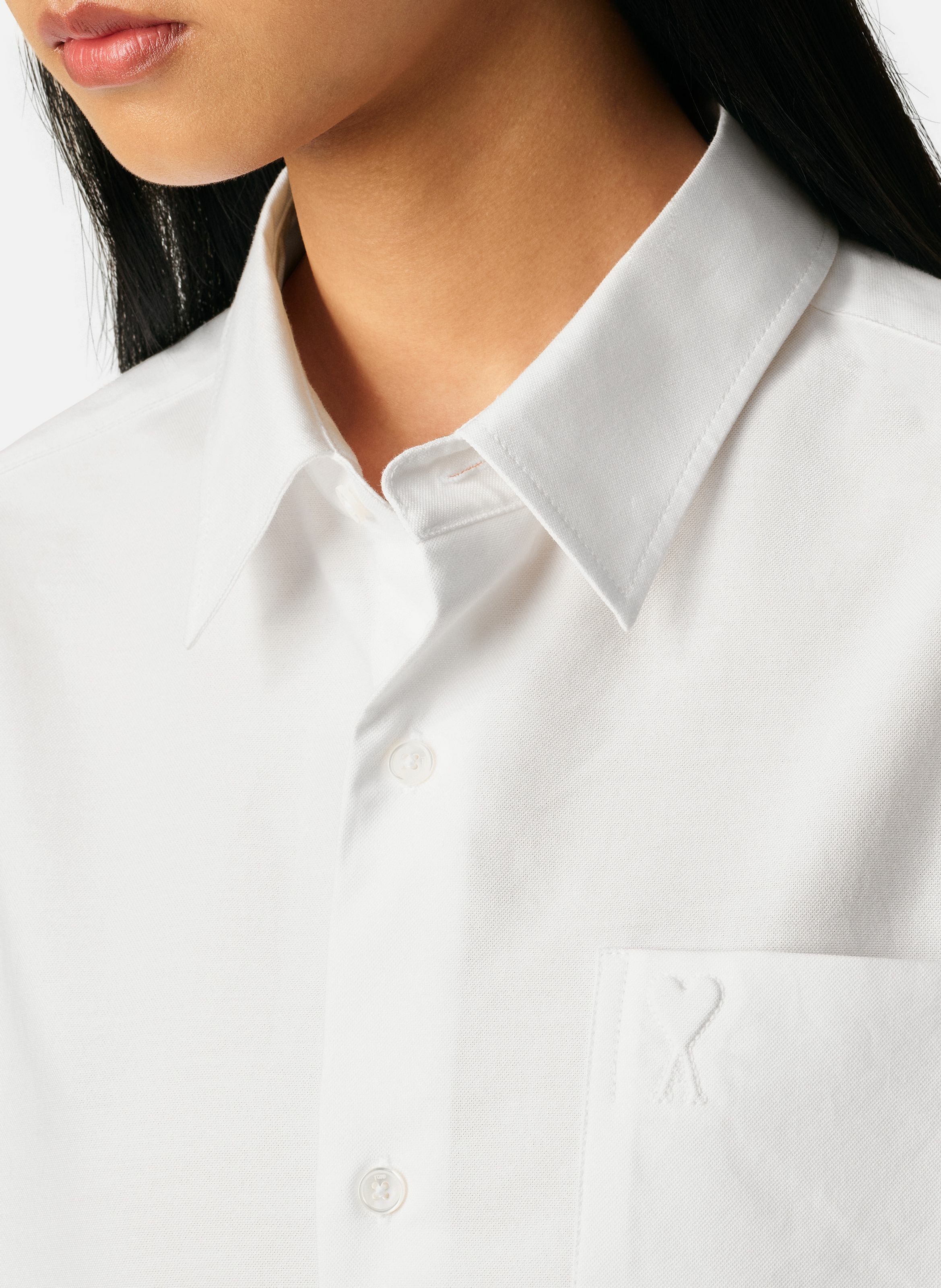 Chemise boxy ami de coeur en coton unisexe AMI PARIS Blanc