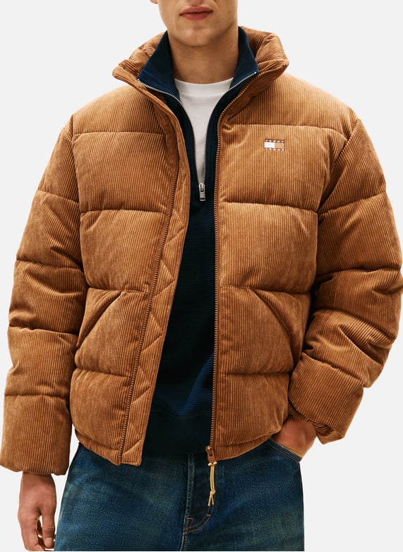 Corduroy Alaska Puffer Tommy Hilfiger Brown Corduroy Puffer Jacket