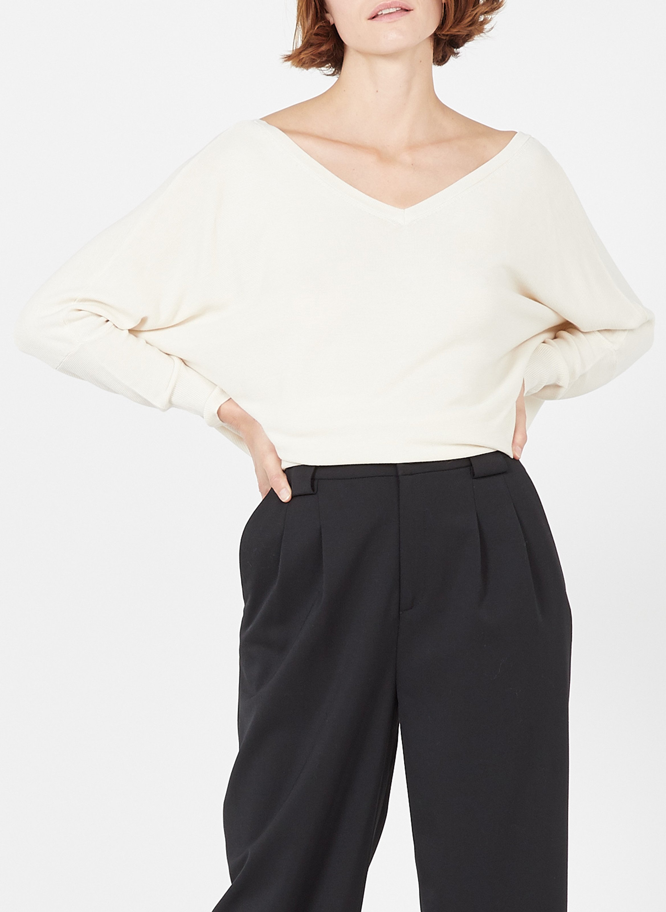 Gilet boutonné col v en coton mélangé elsy Beige