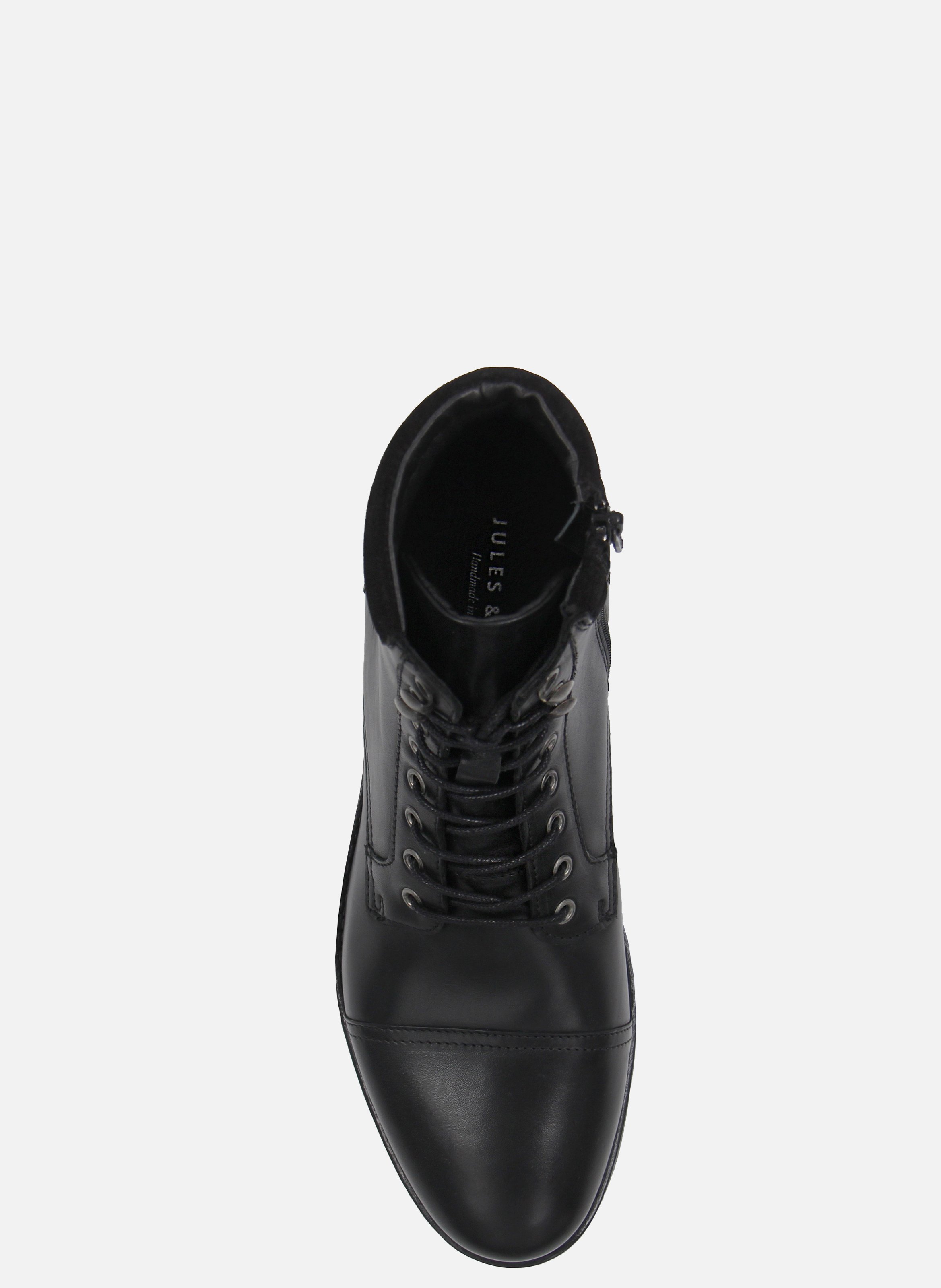 Ranger boots à col cuir lisse JULES & JENN Noir