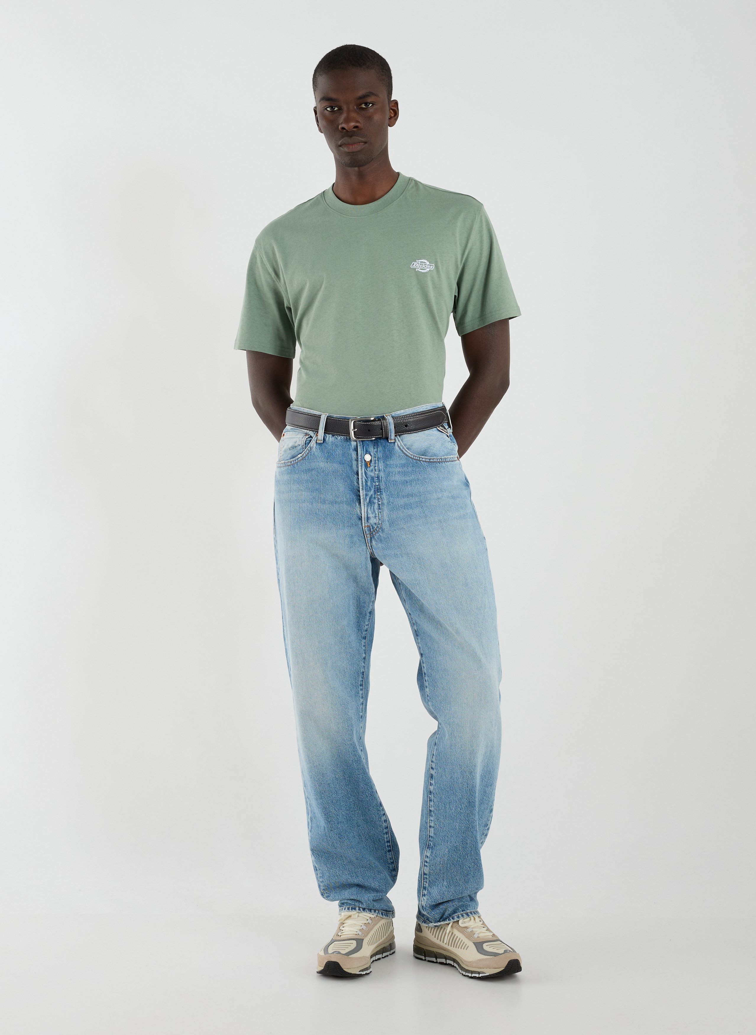 Jeans droit en coton REPLAY Bleu