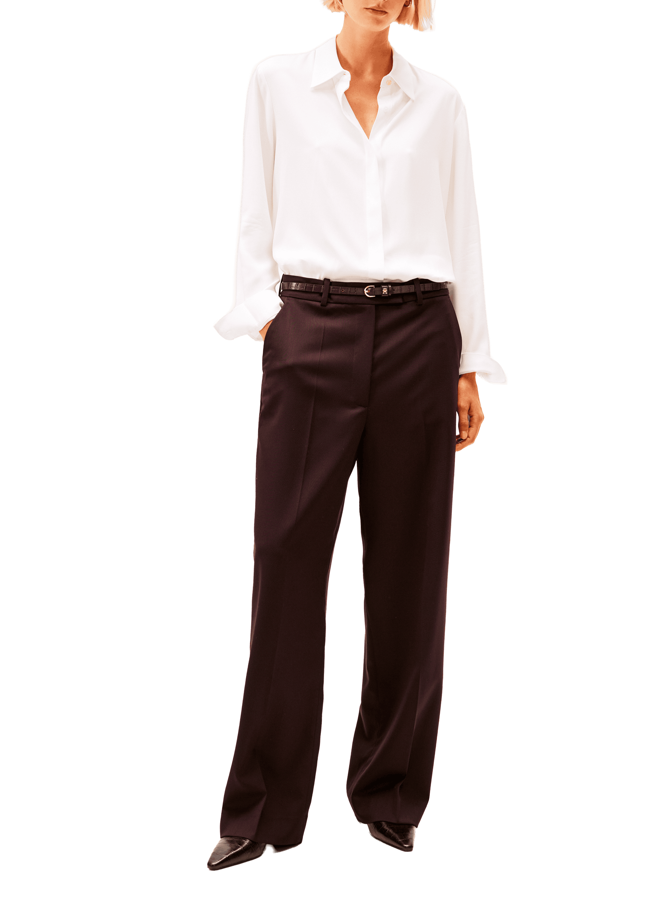 Standard fit shirt with hidden placket TOMMY HILFIGER White