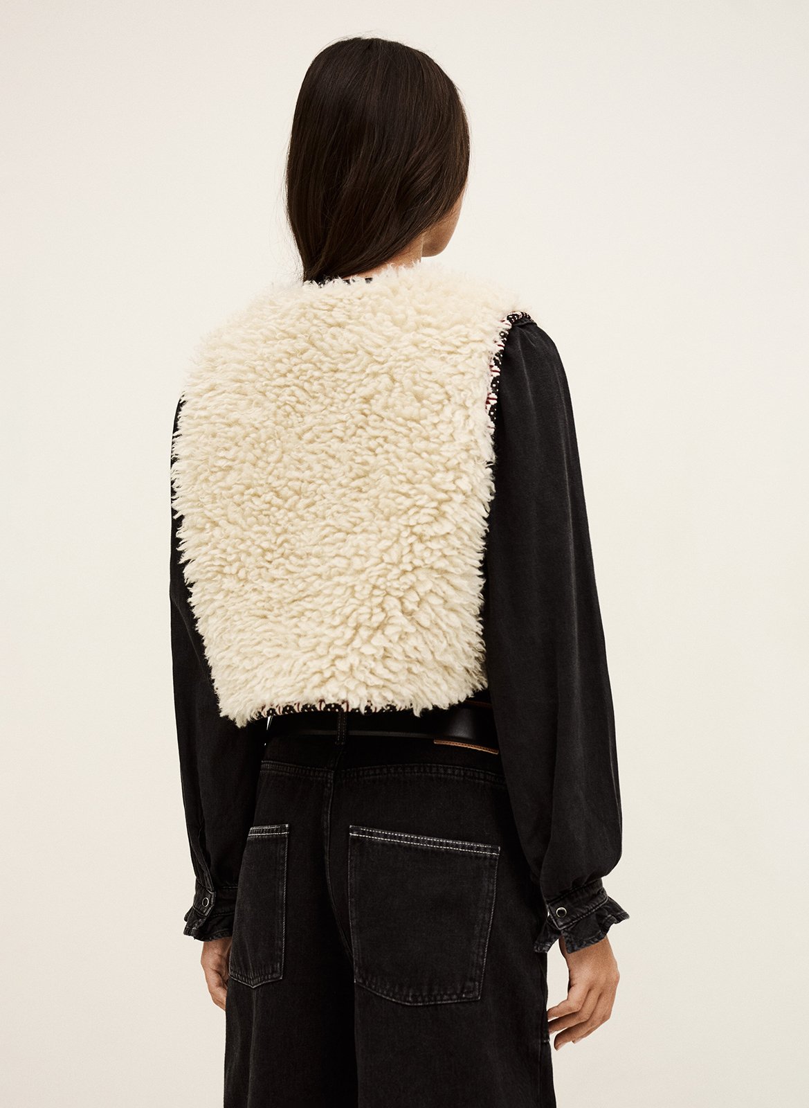 Veste courte en fausse fourrure bouclée celton BA&SH Beige