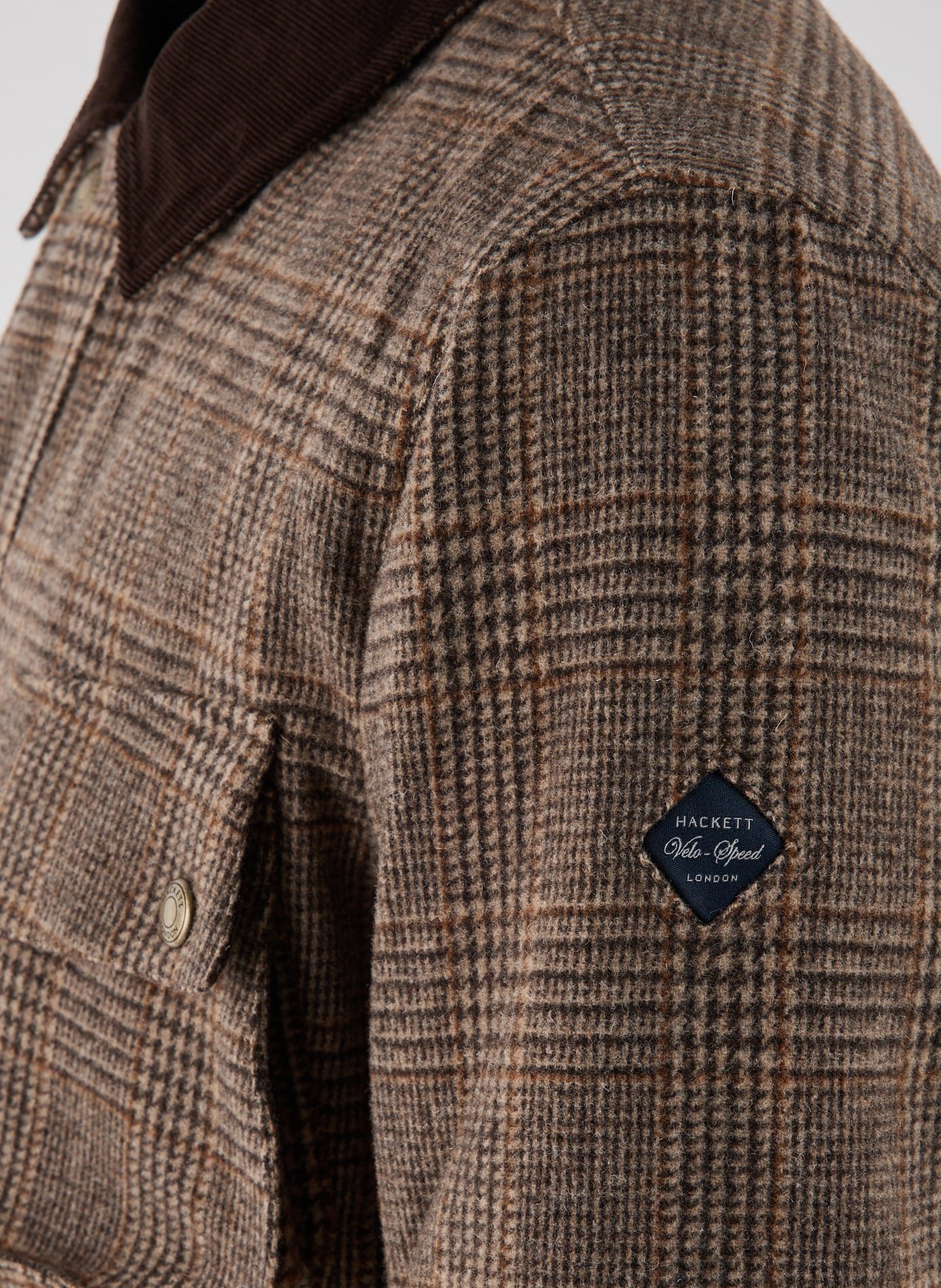 Checked jacket with classic collar in mixed wool HACKETT Beige