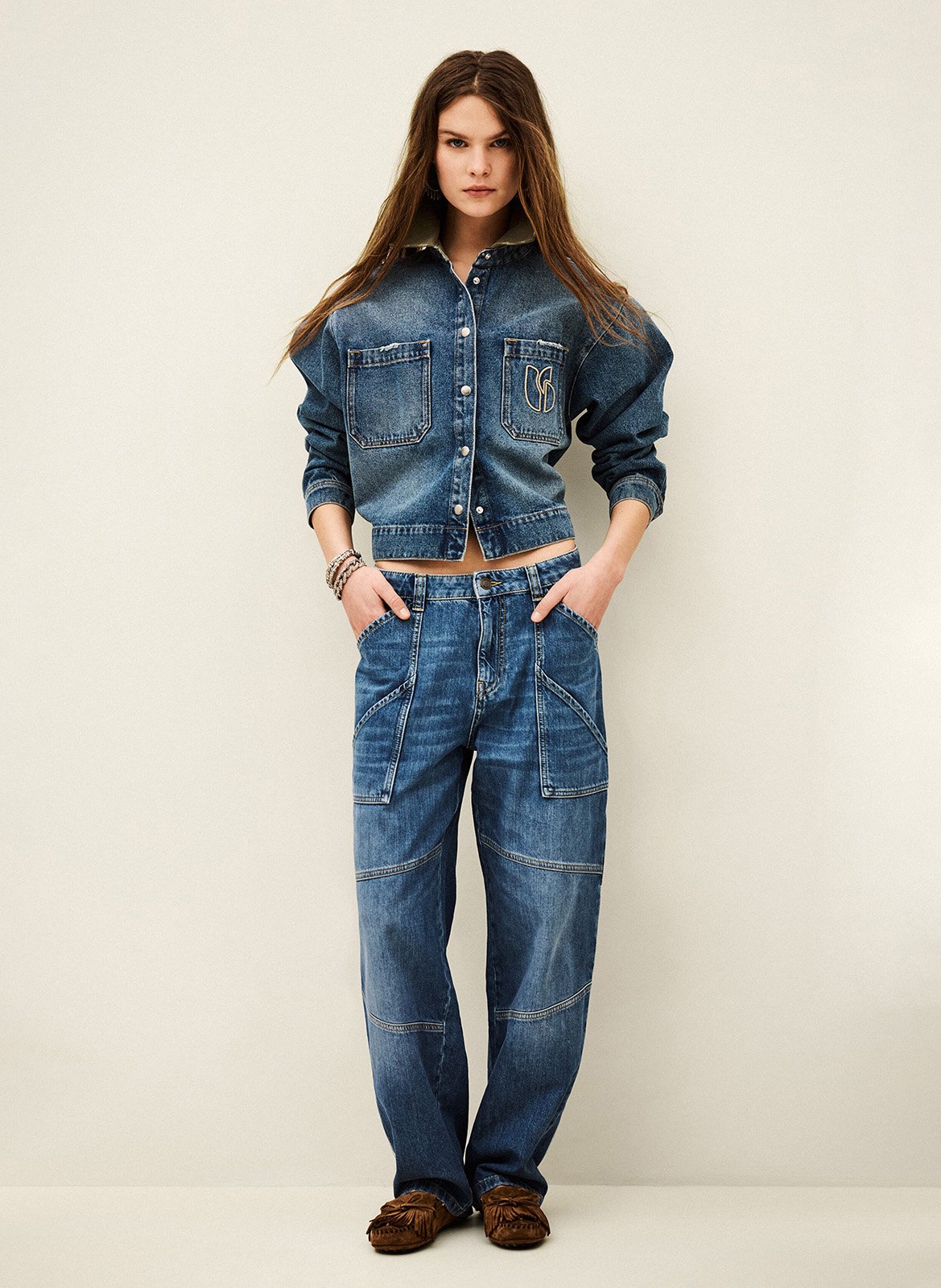 Jean droit en coton moyce BA&SH Bleu