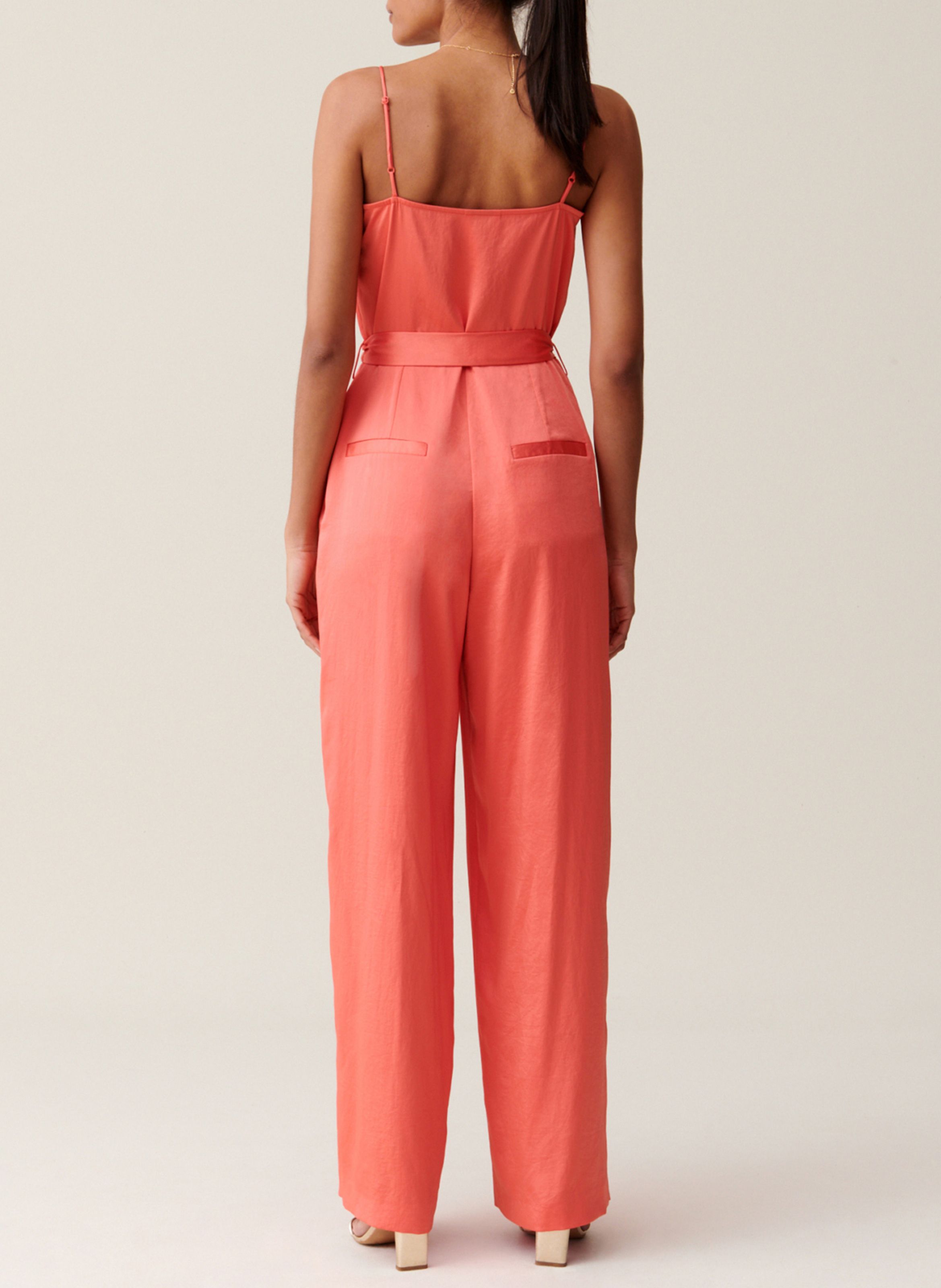 Combinaison droite encolure v satinée CLAUDIE PIERLOT Orange