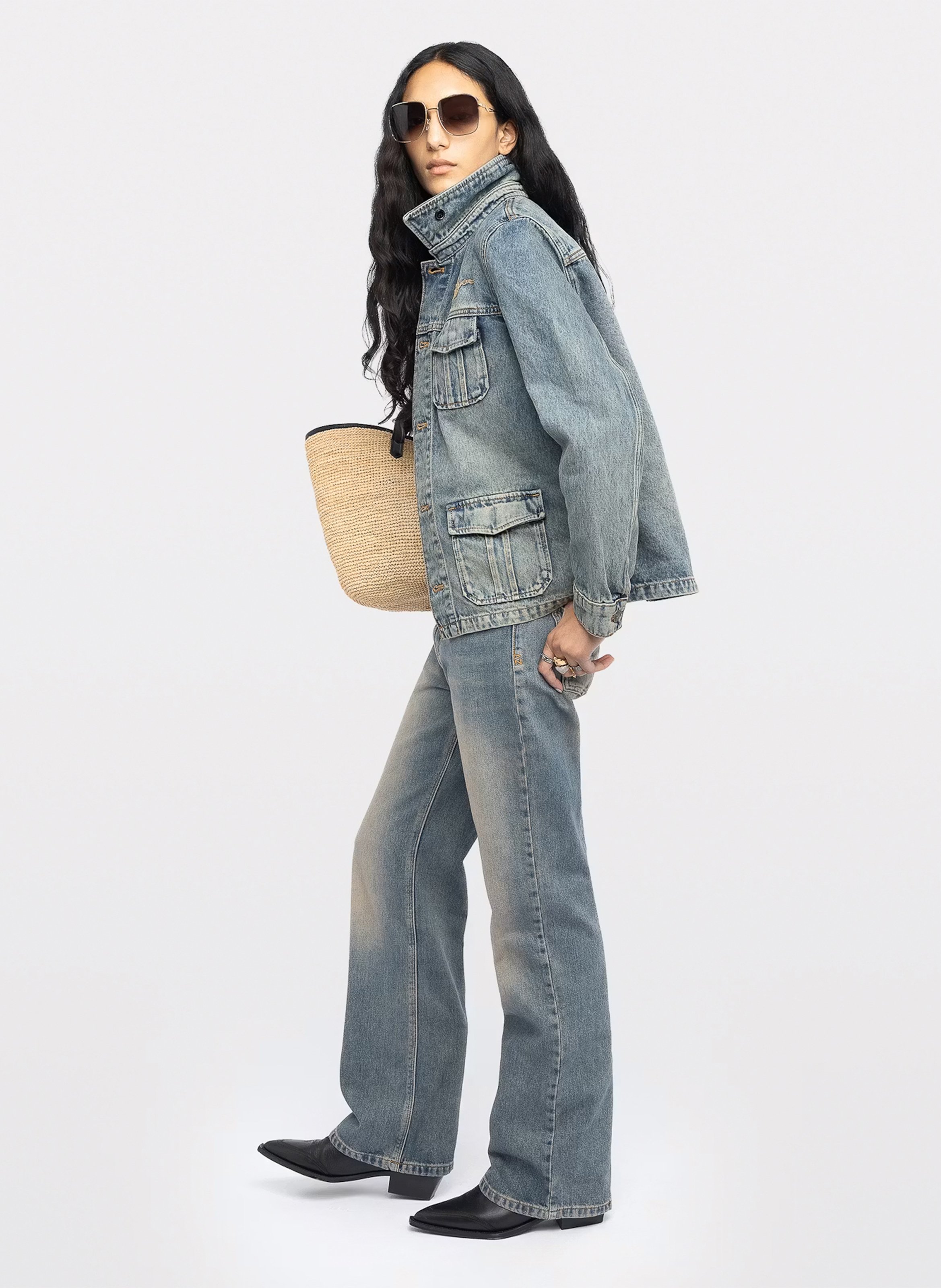 Veste droite col classique en coton lienna ZADIG&VOLTAIRE Bleu