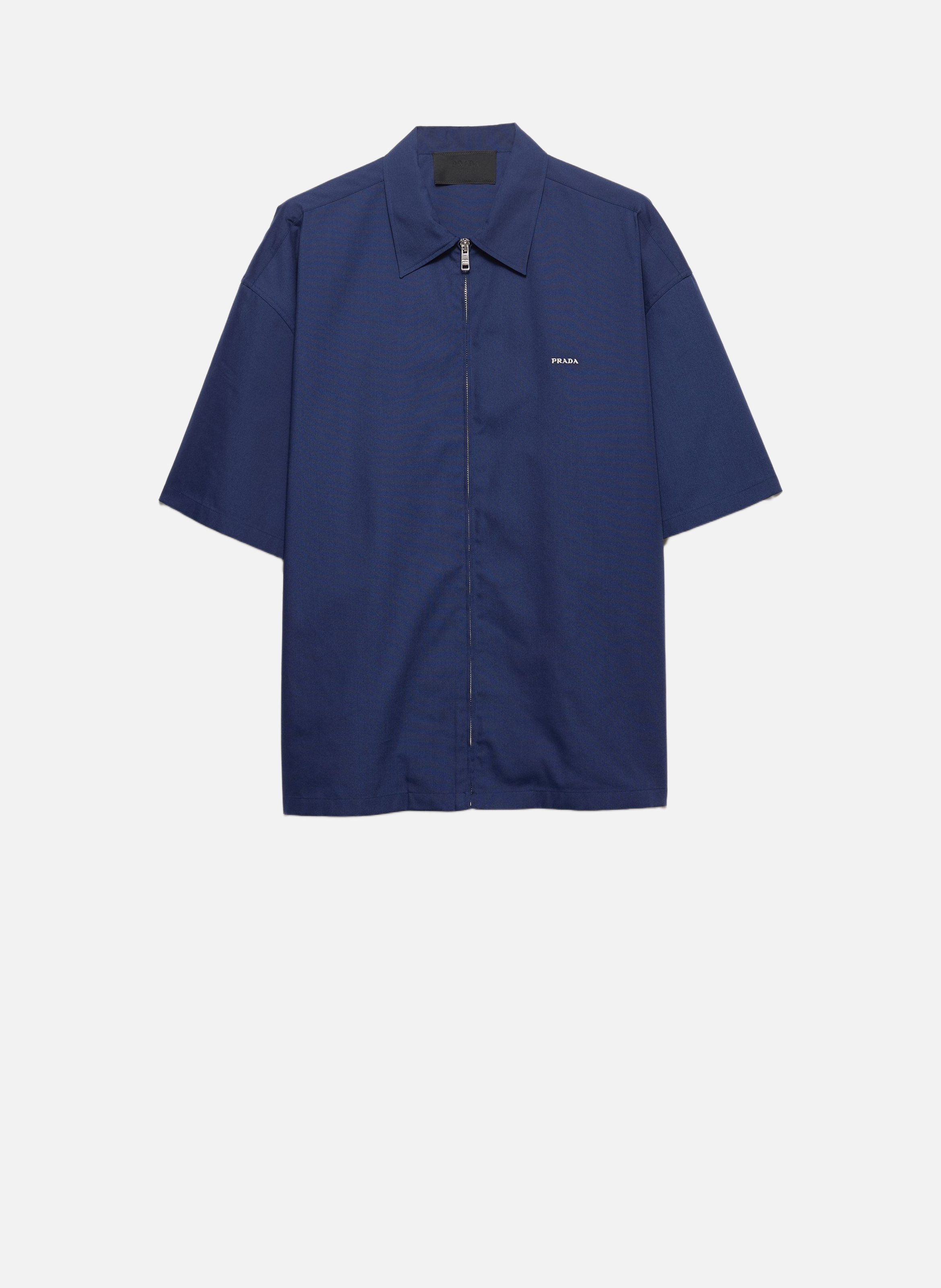 Chemise à manches courtes en coton technique PRADA Bleu