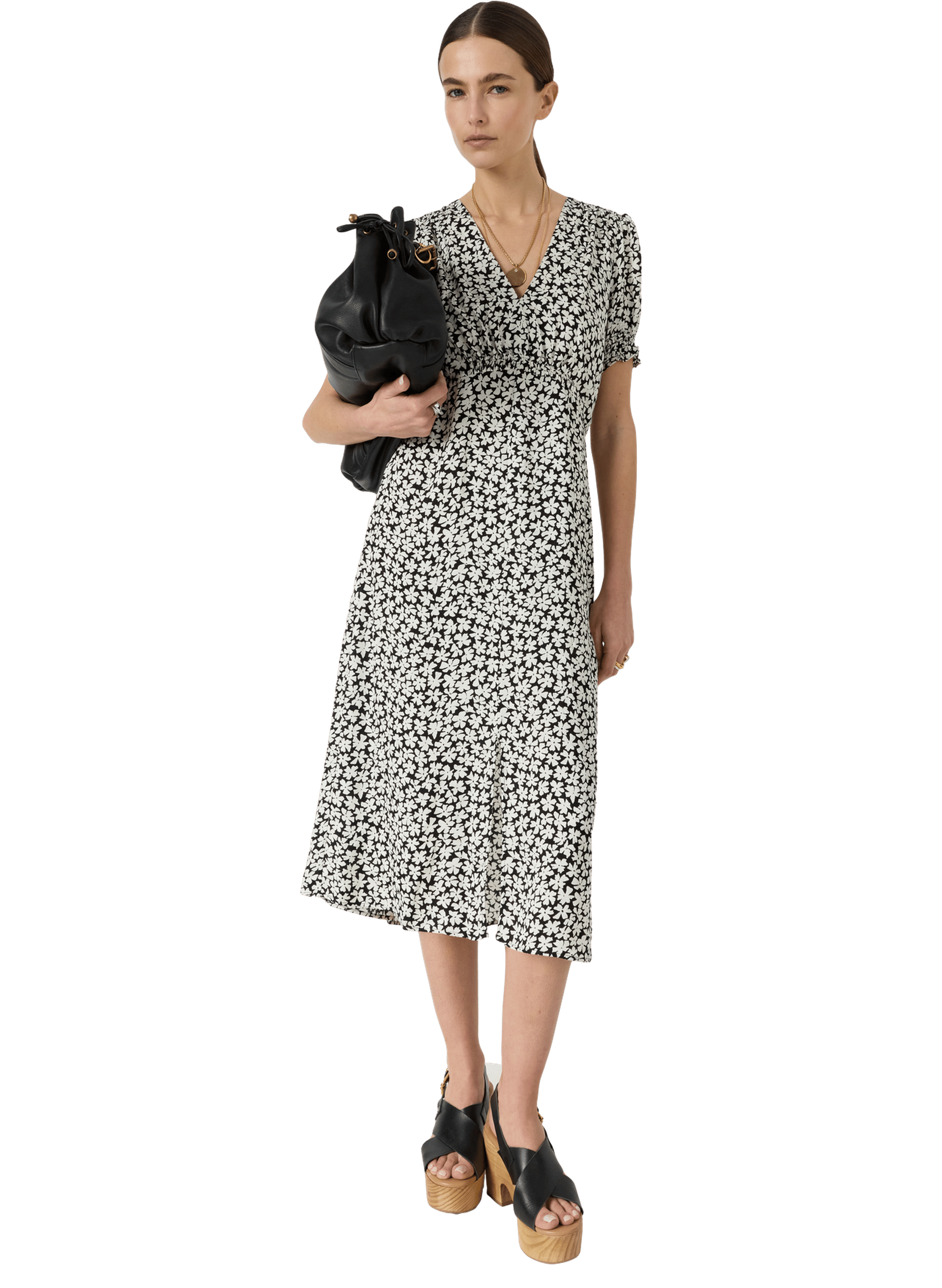 Robe longue à fleurs - rosi GERARD DAREL Noir