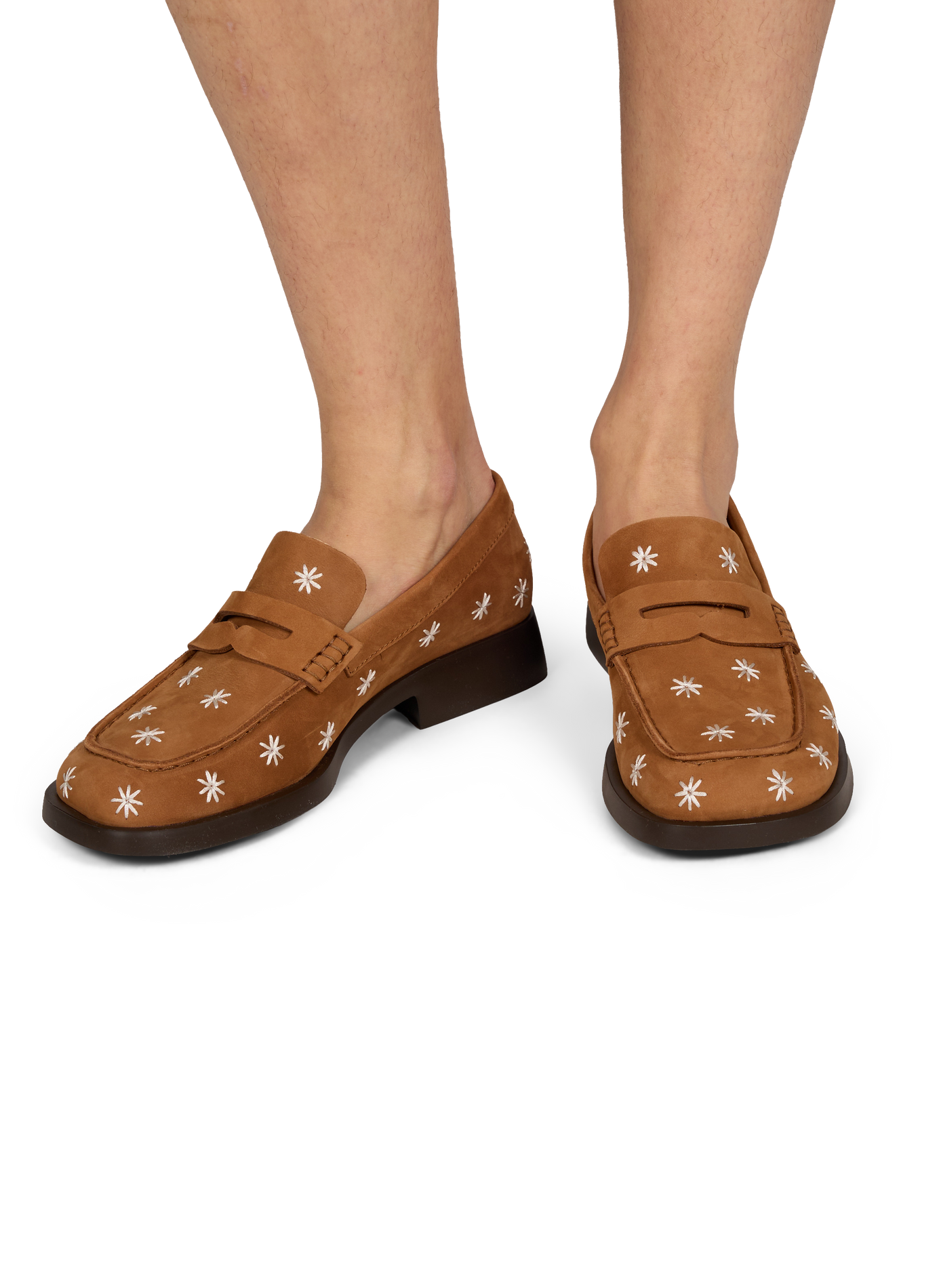 Mocassins Dana à fleurs en cuir CAMPER Marron