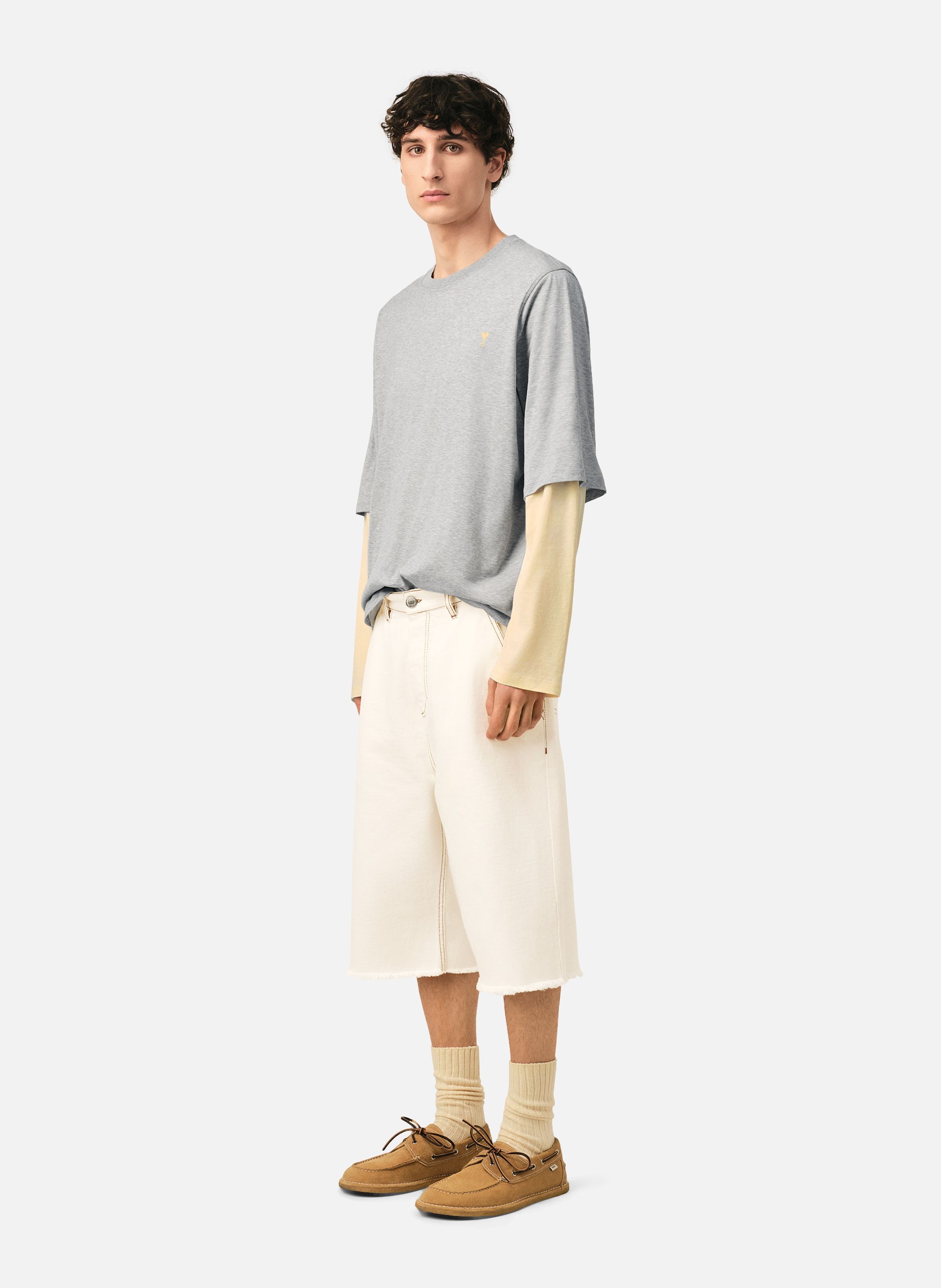 Short coupe wide en coton AMI PARIS Blanc