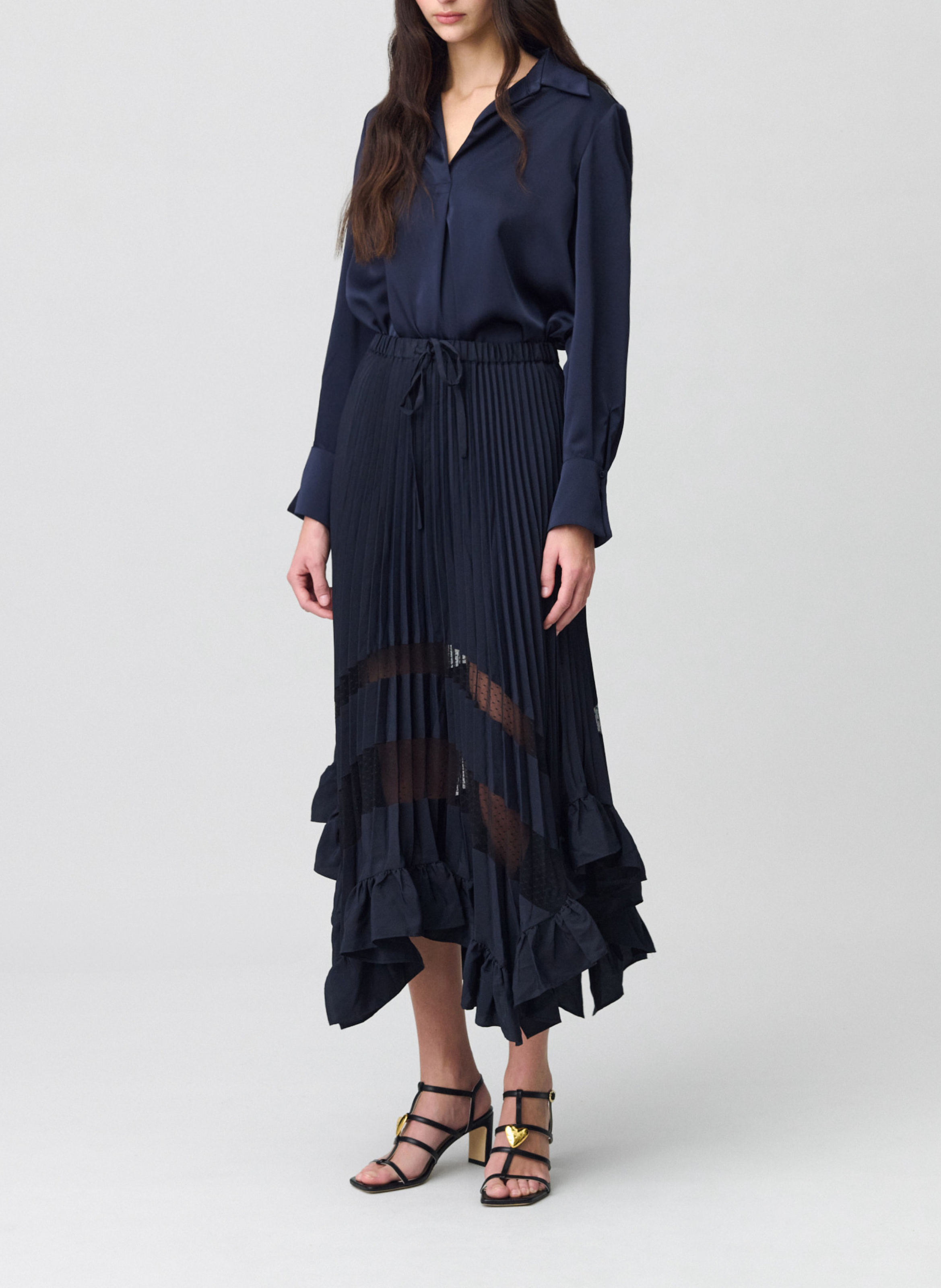 Jupe longue volantée CLAUDIE PIERLOT Bleu