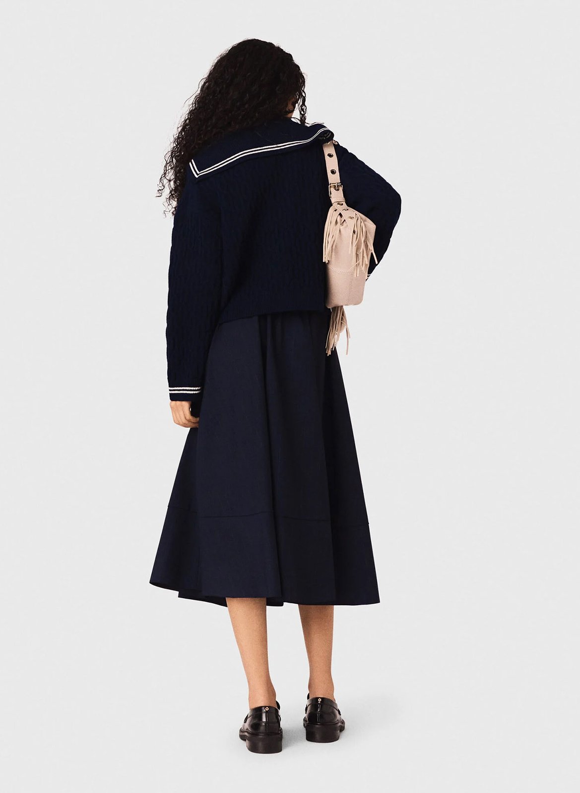 Jupe midi plissée en laine mélangée MAJE Bleu