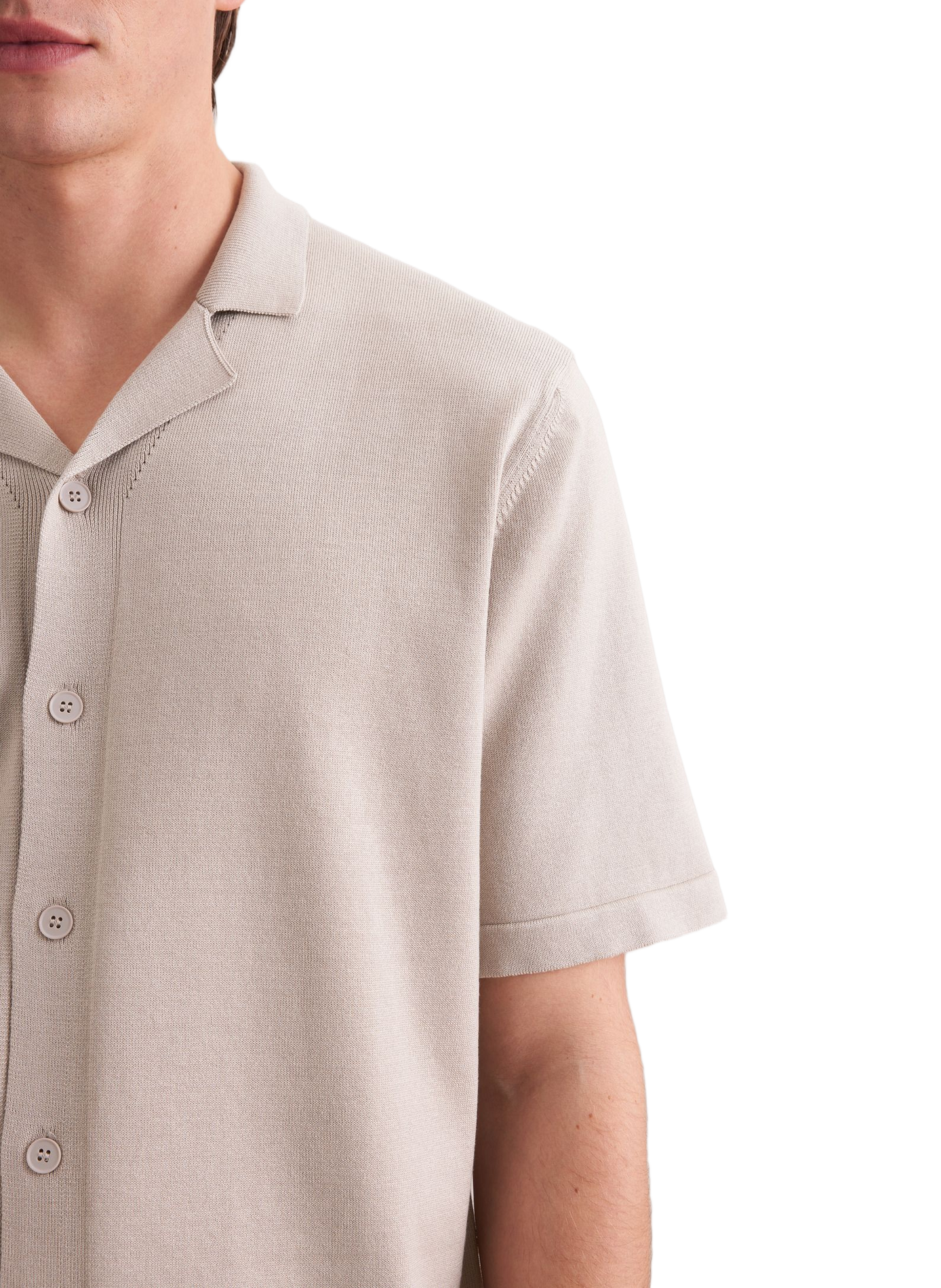 Short-sleeved Cuban collar cotton polo SEIDENSTICKER Beige