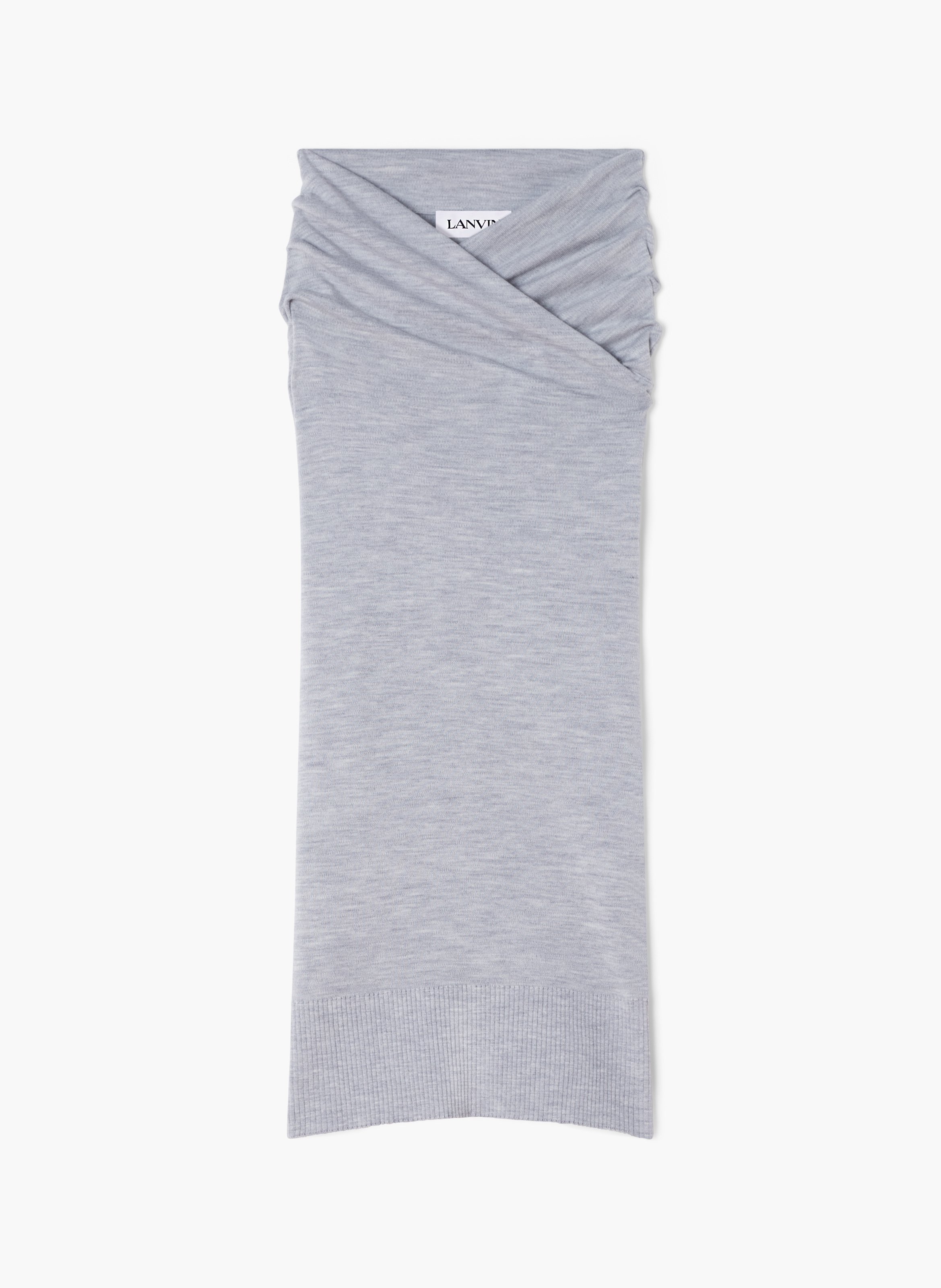 Jupe midi drapée en laine LANVIN Gris