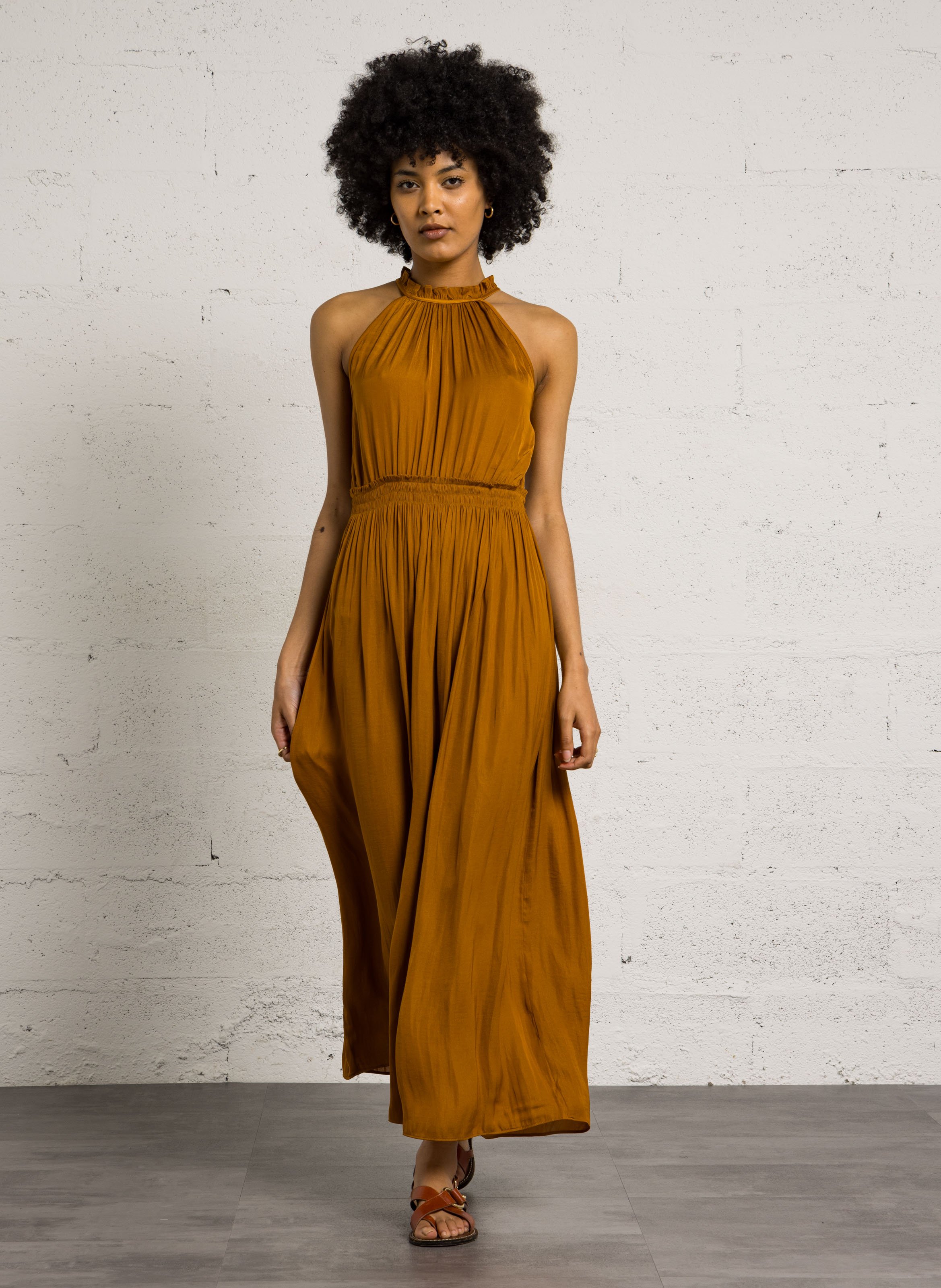 Robe longue satinée bay MAISON 123 Doré