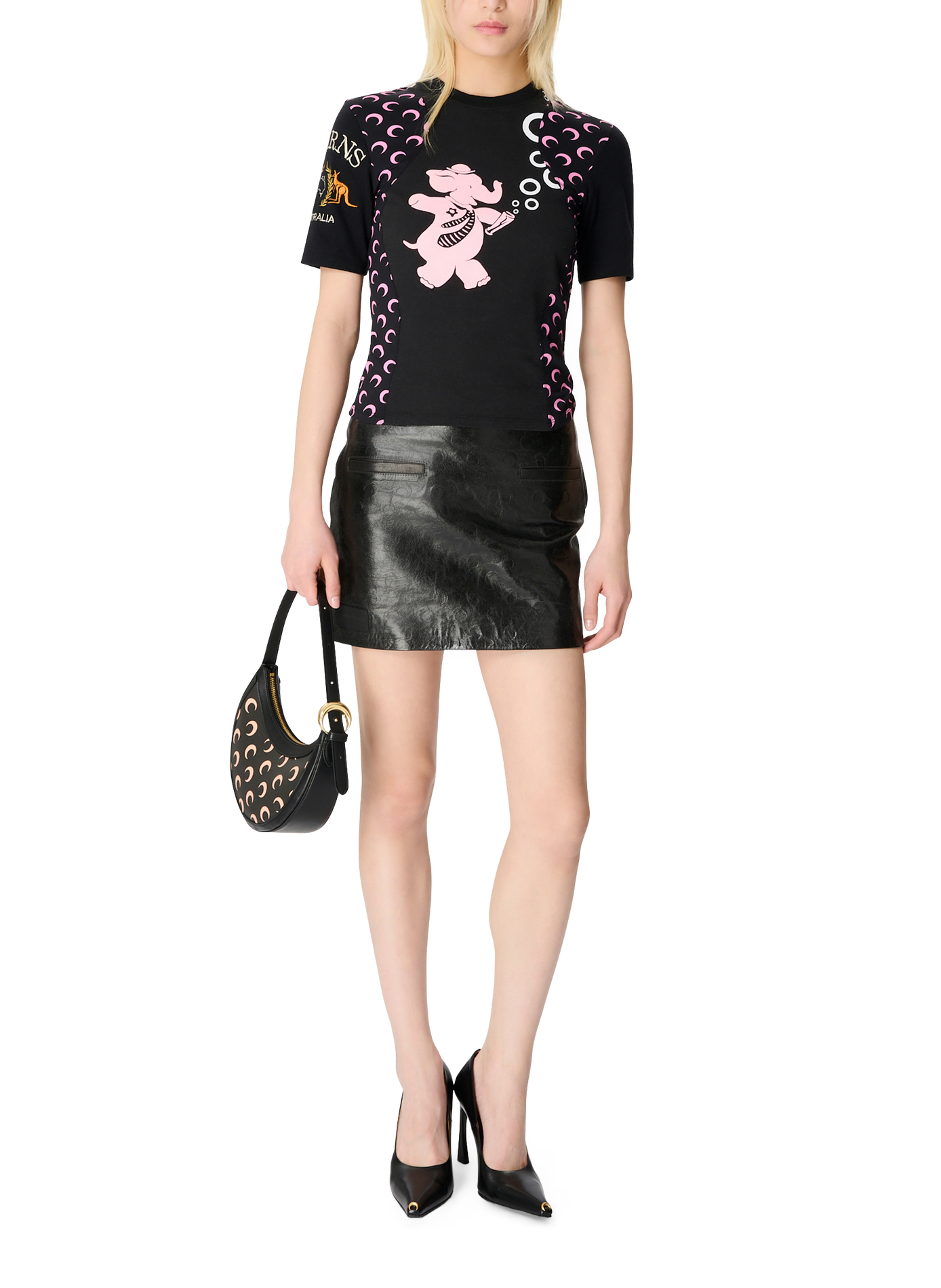 T-shirt baby fit en jersey upcyclé MARINE SERRE Noir