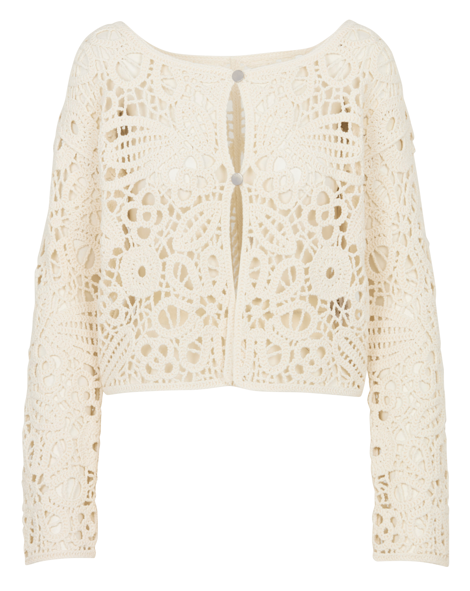 Cardigan droit col rond en coton mélangé IKKS Blanc