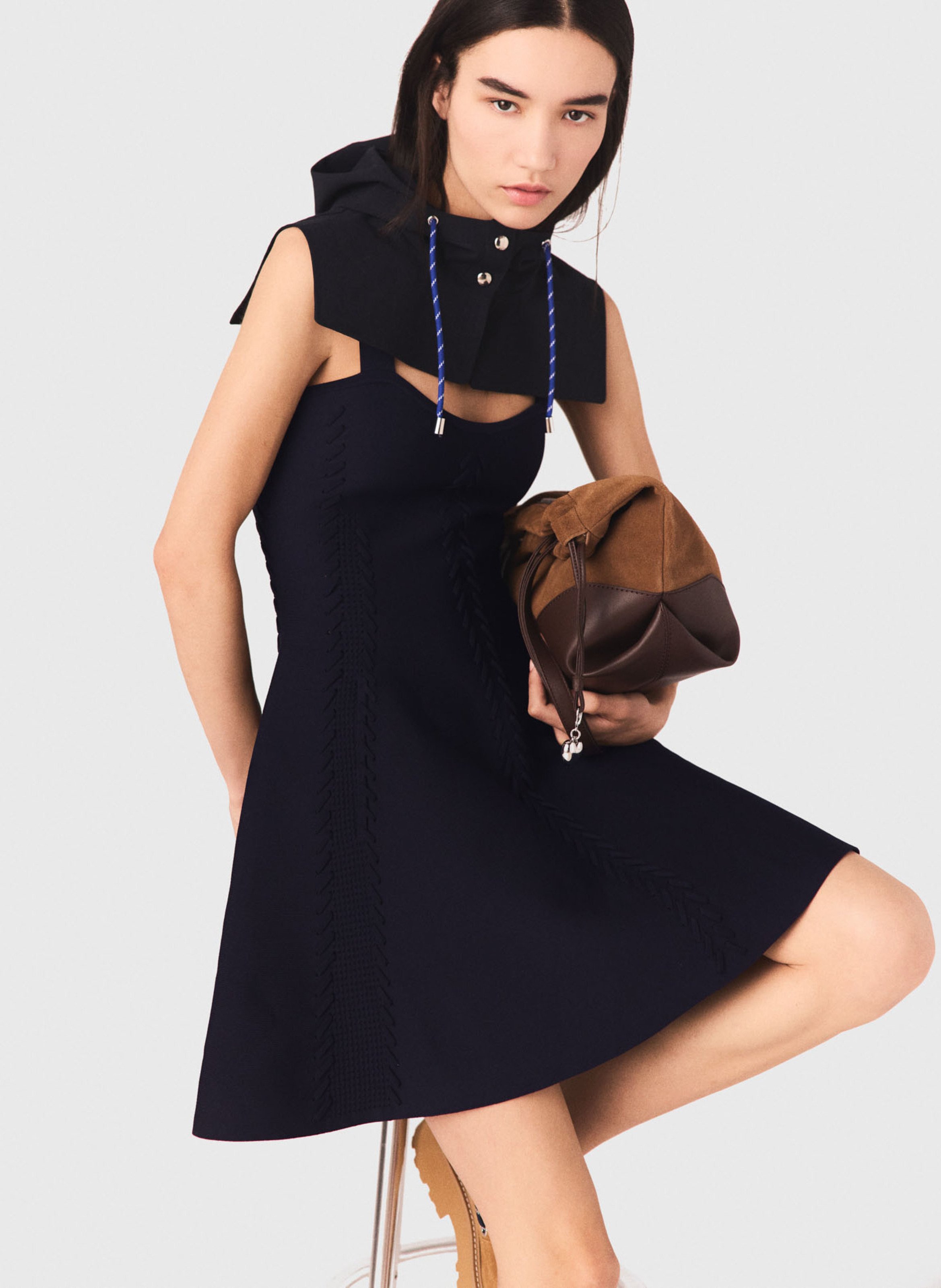 Robe courte patineuse à bretelles MAJE Bleu