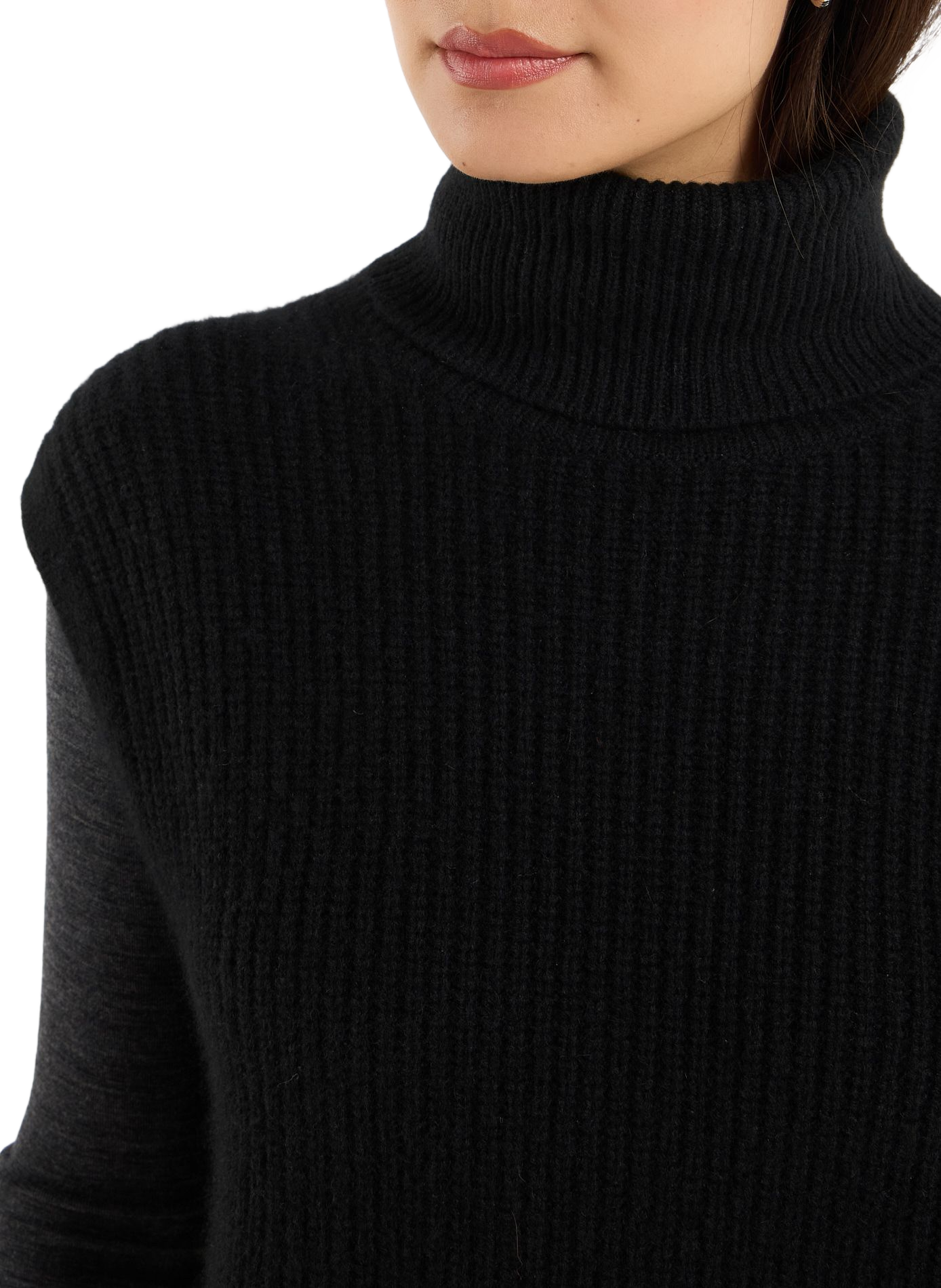 Ärmelloses Rollkragen-Cashmere-Pullover SAISON 1865 Schwarz
