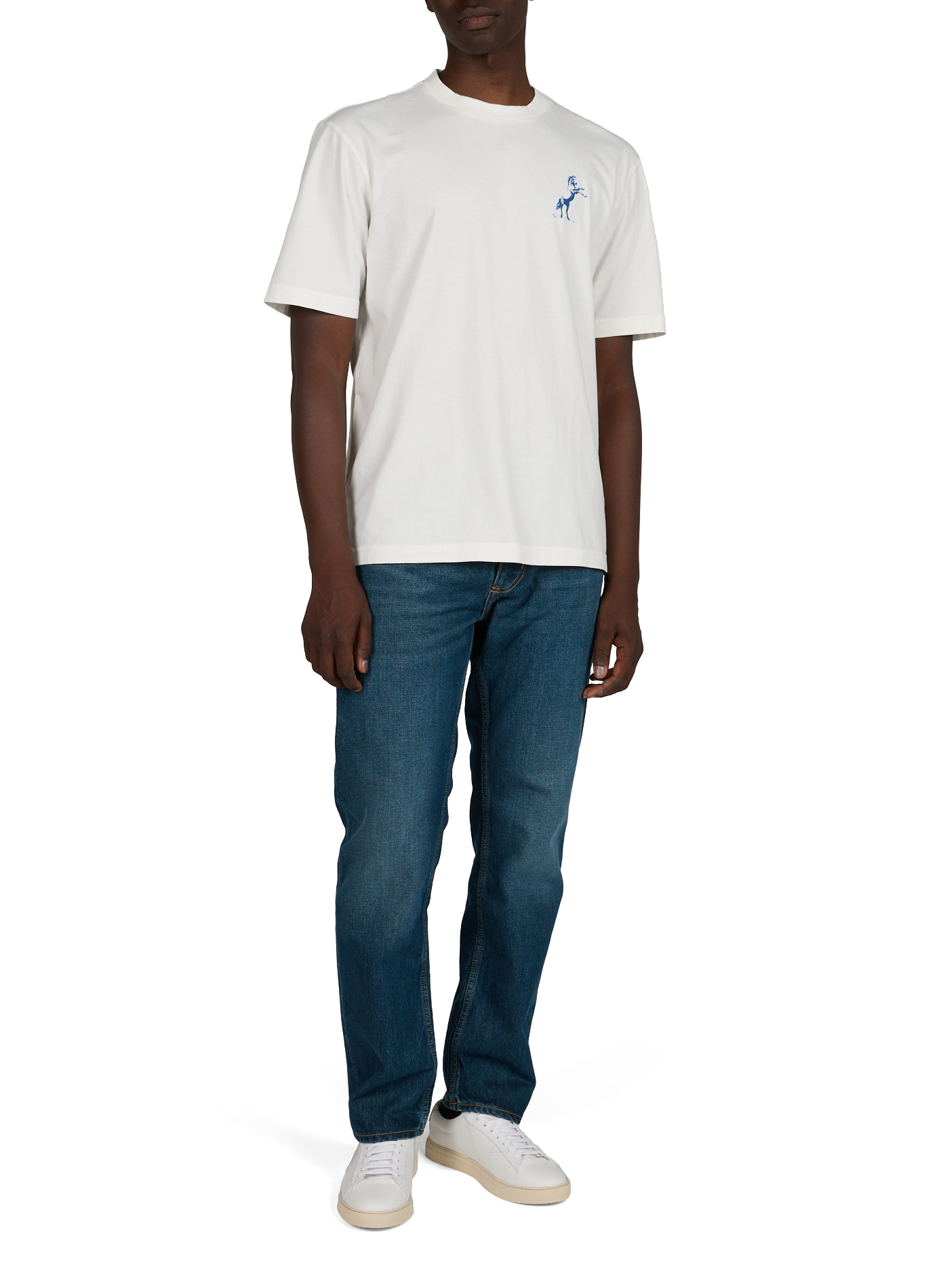 T-shirt à imprimé animal et logo au dos en coton HUGO BLUE Blanc