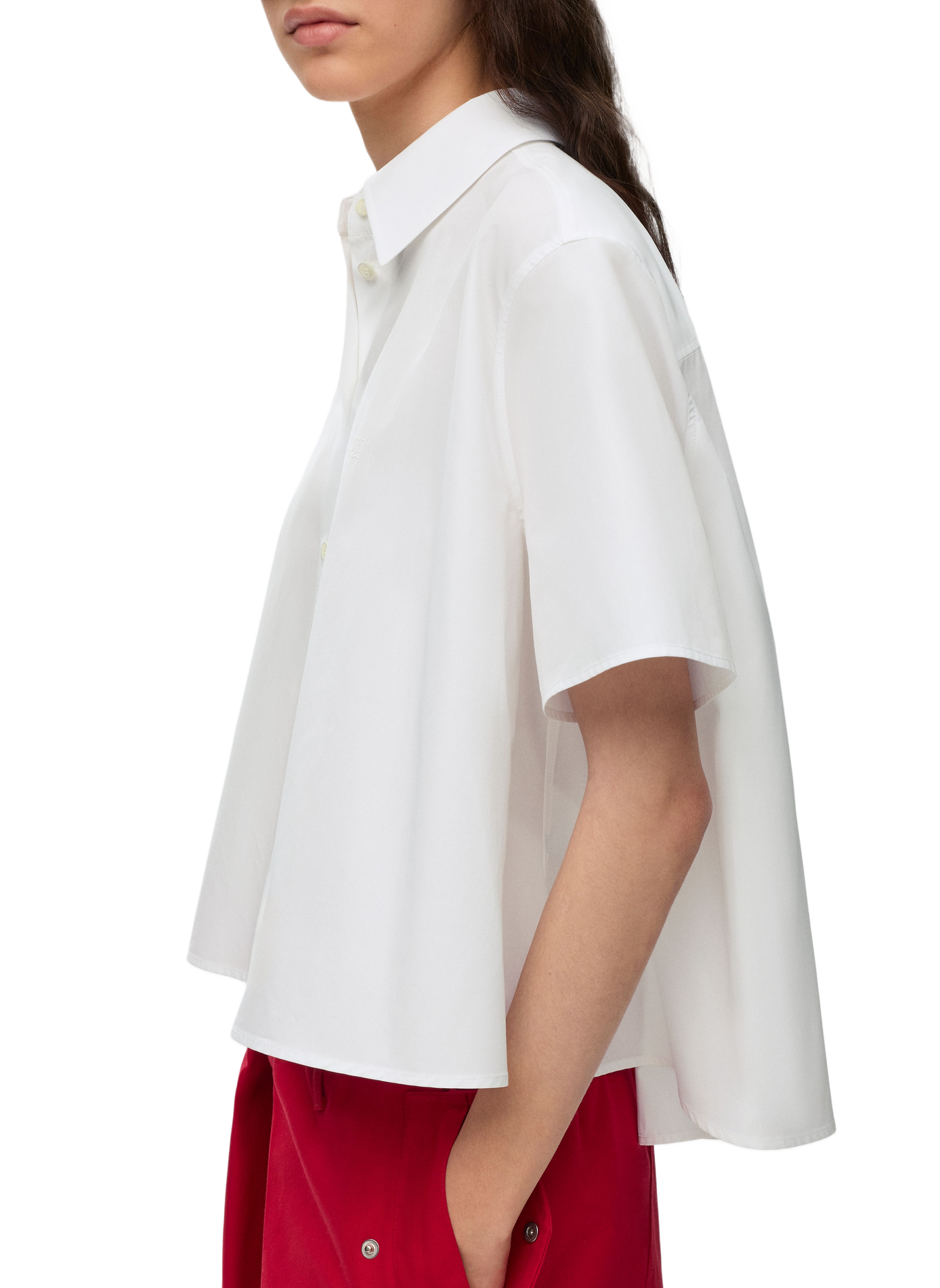 A-line short-sleeved cotton shirt LOEWE White