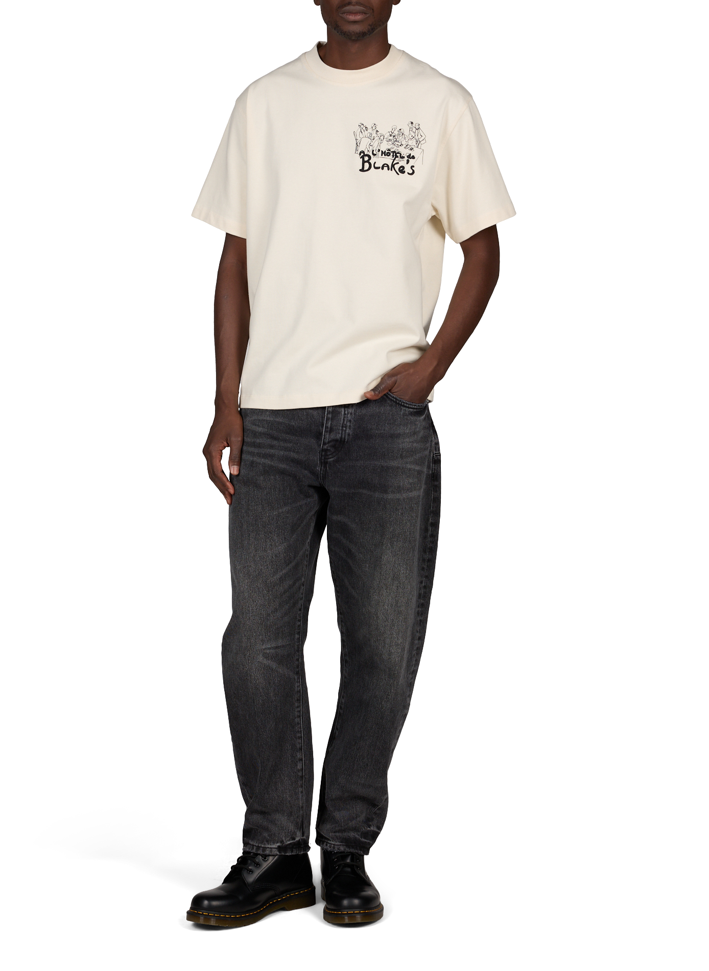 Embroidered cotton T-shirt ONLY THE BLIND Beige