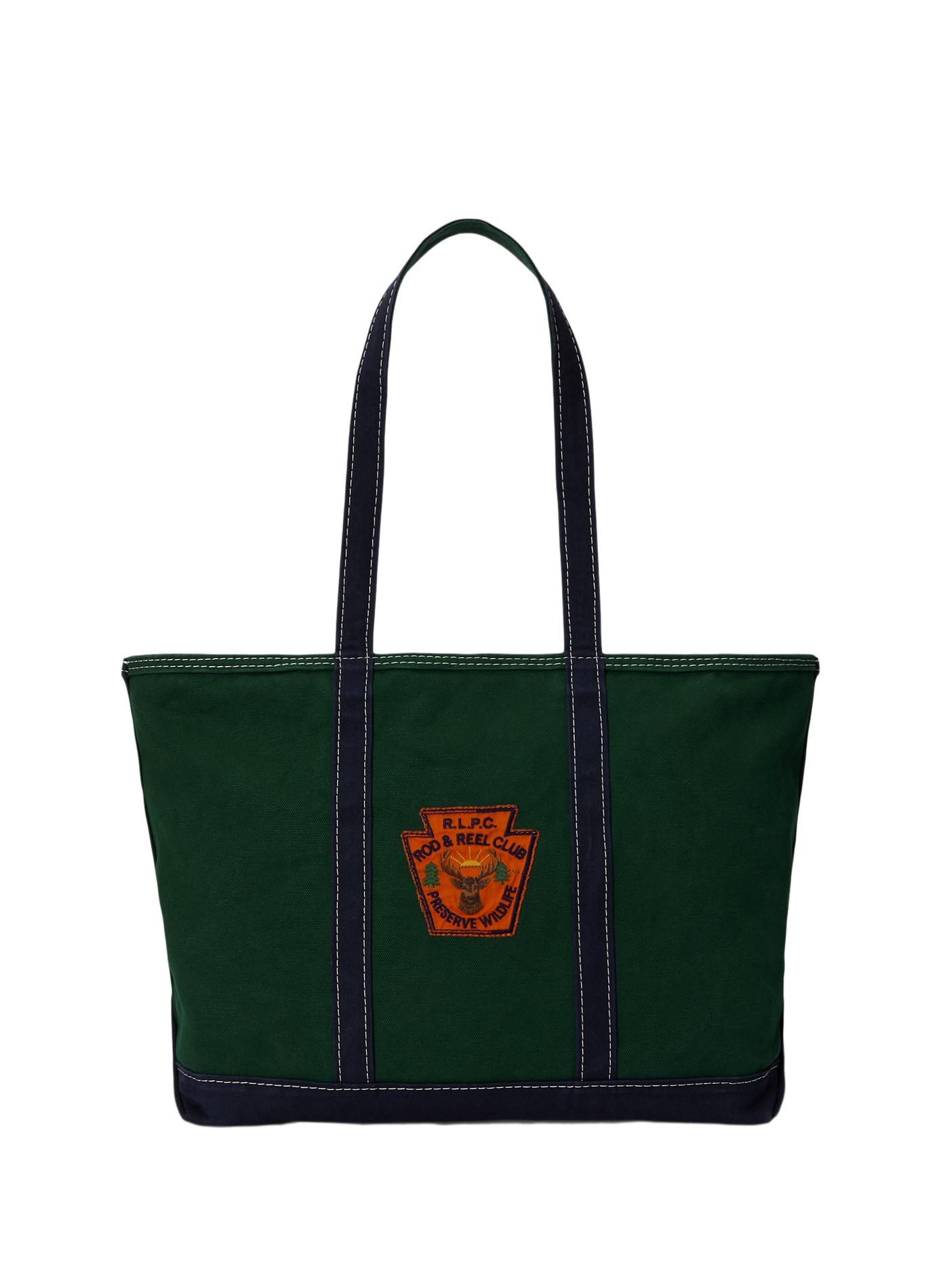 Leather bag with embroidered patches POLO RALPH LAUREN Green