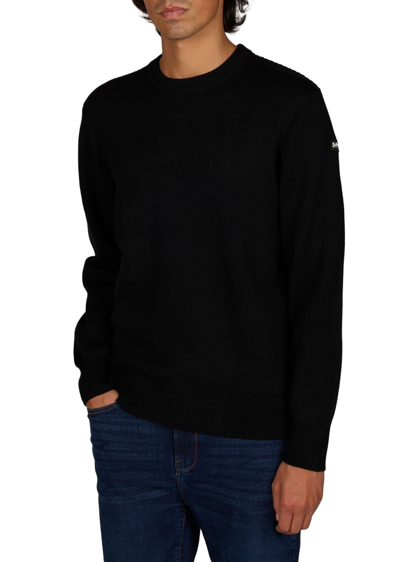 Pull en maille à logo SCHOTT Noir