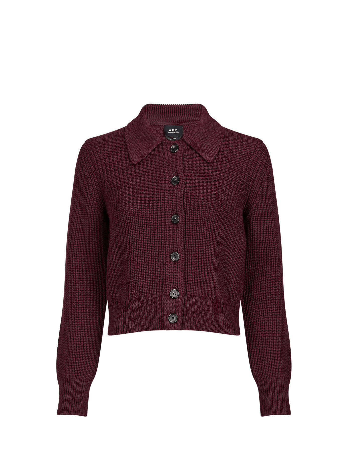 Ribbed virgin wool cardigan A.P.C. Red