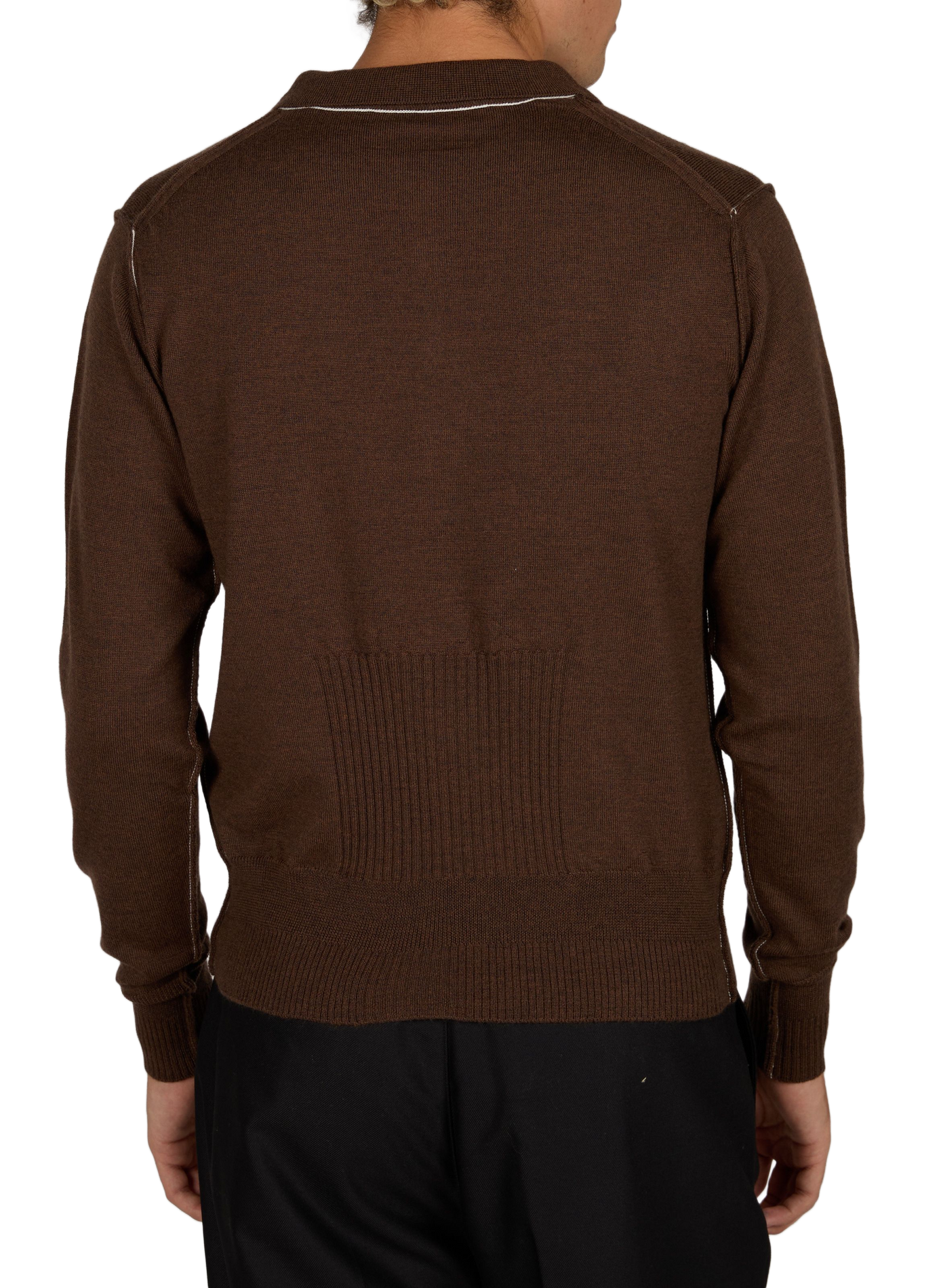 Pullover mit einfarbigem Polokragen aus Wolle SONIA CARRASCO Braun